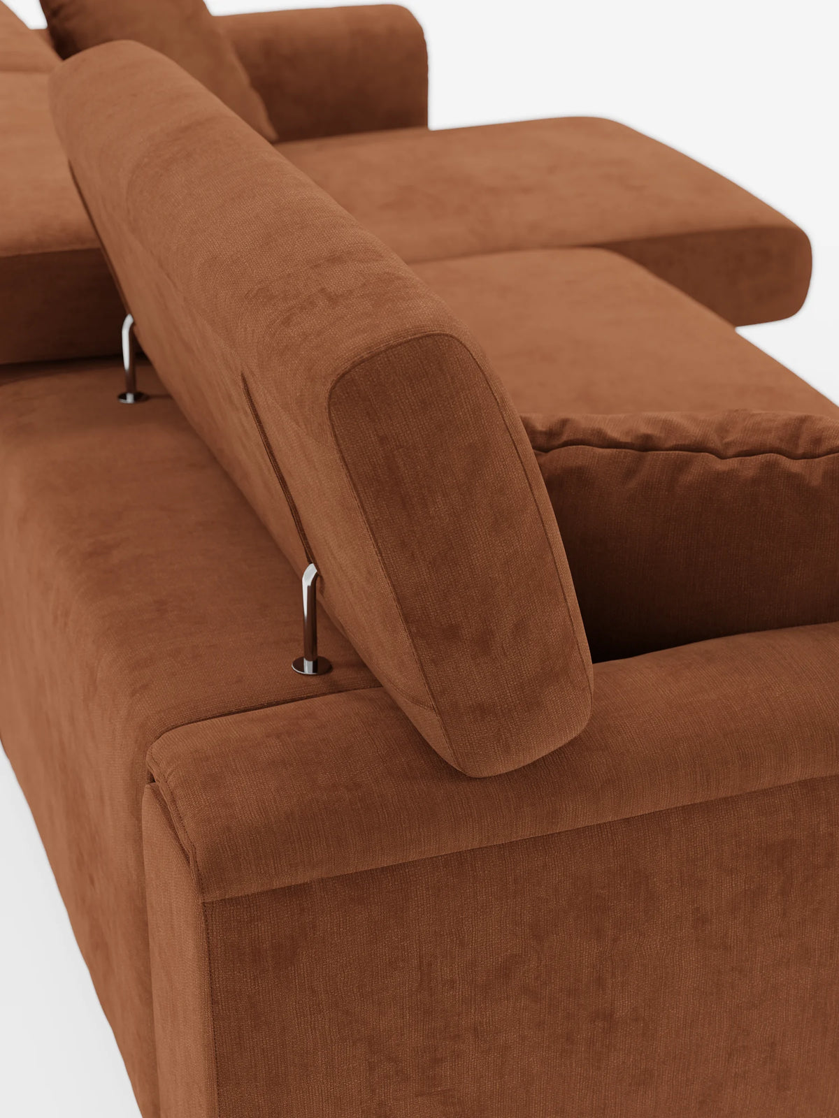 Caravaggio Sofa für 4 Personen mit drei ausziehbaren Sitzen und verstellbaren Kopfstützen aus fleckenabweisendem Stoff