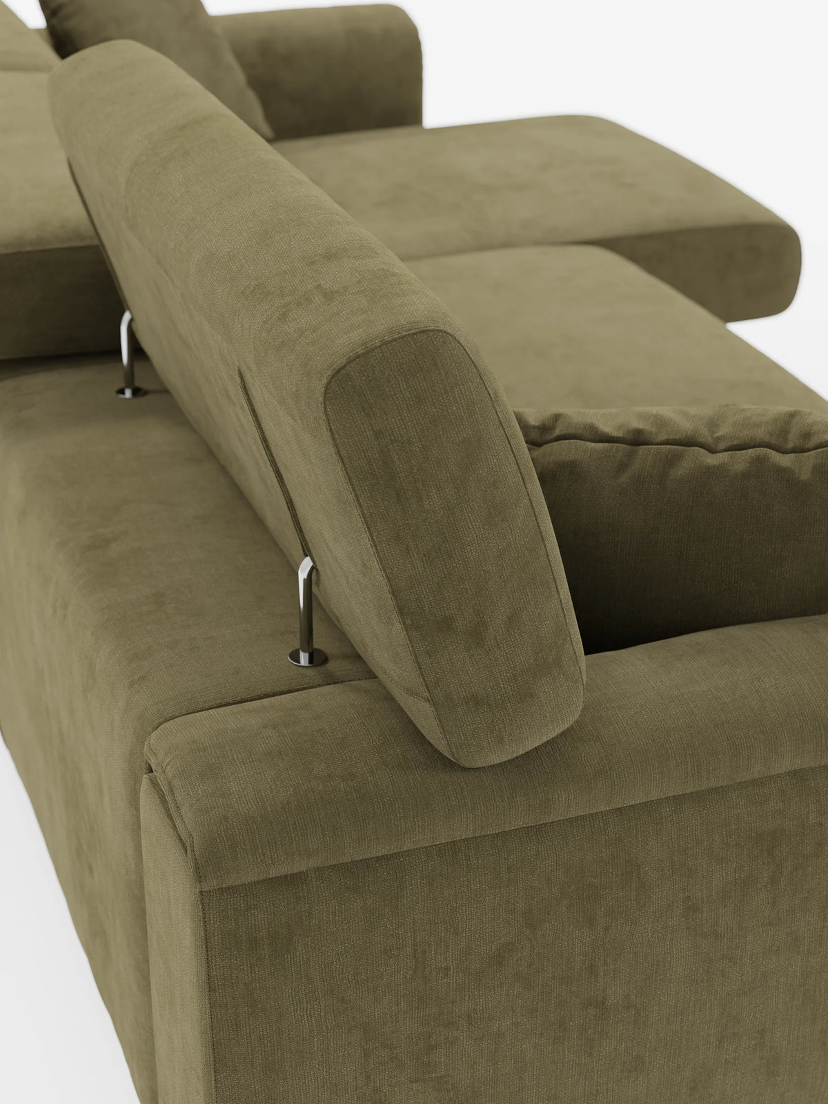 Caravaggio Sofa für 4 Personen mit drei ausziehbaren Sitzen und verstellbaren Kopfstützen aus fleckenabweisendem Stoff