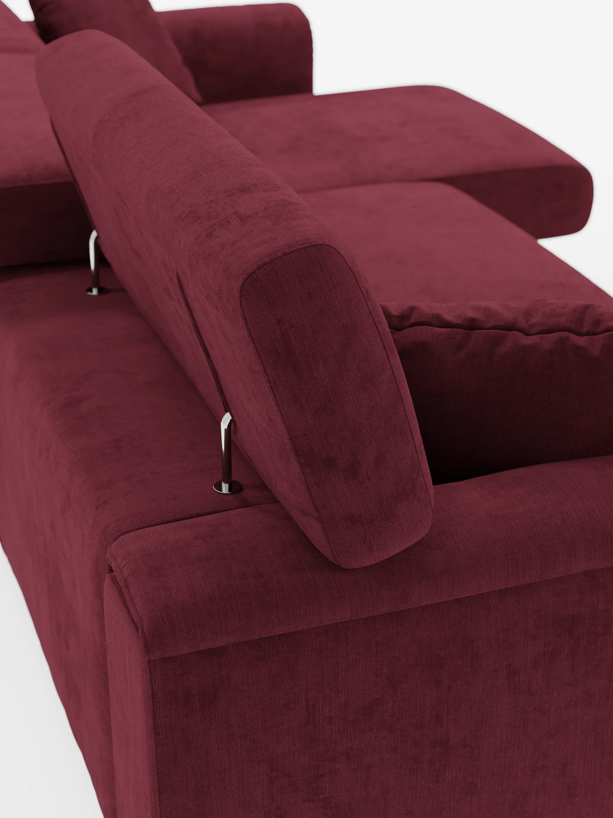 Caravaggio Sofa für 4 Personen mit drei ausziehbaren Sitzen und verstellbaren Kopfstützen aus fleckenabweisendem Stoff