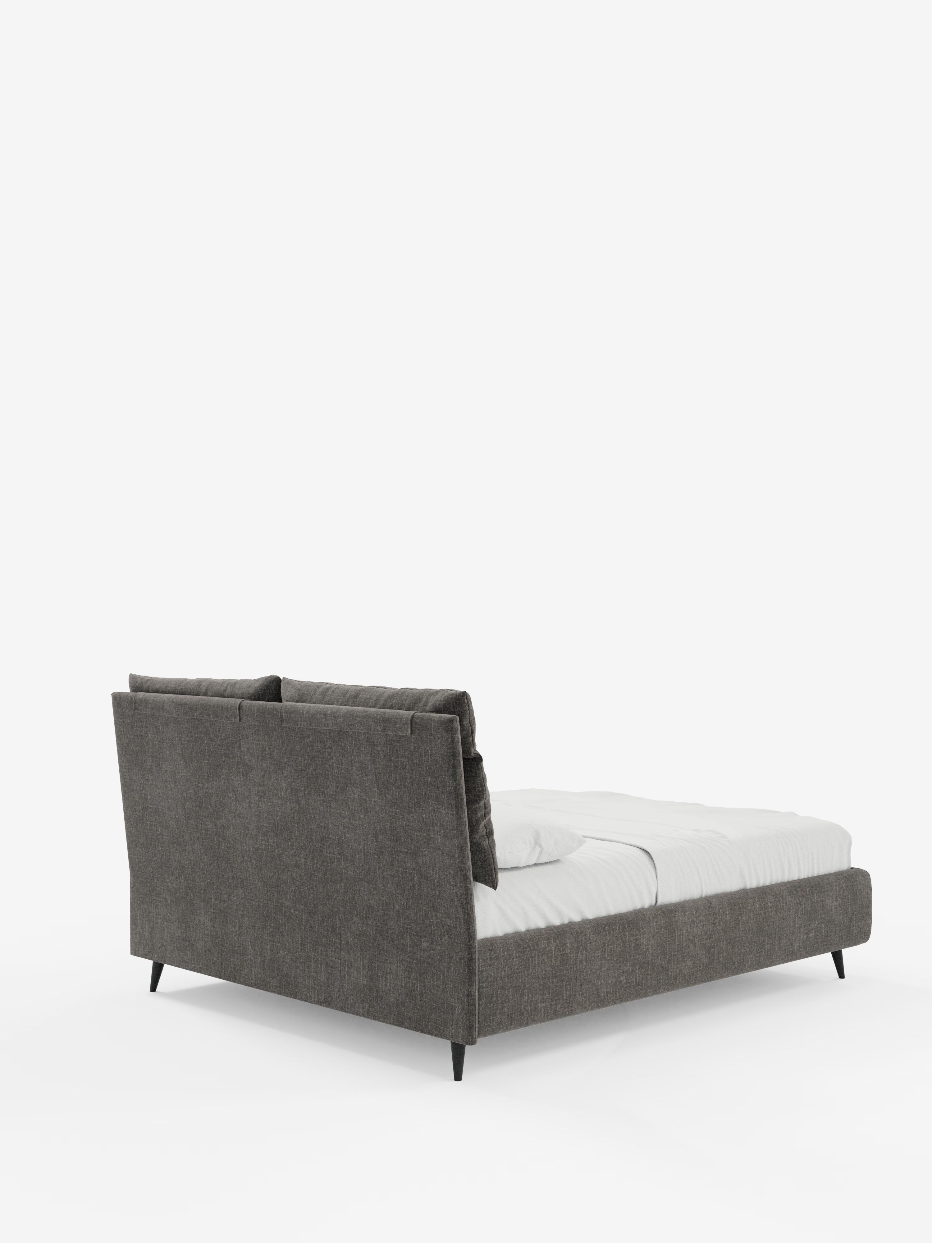 Jerry Upholstered storage bed with reclining cushions in stain-resistant chenille fabric Quick-Clean
