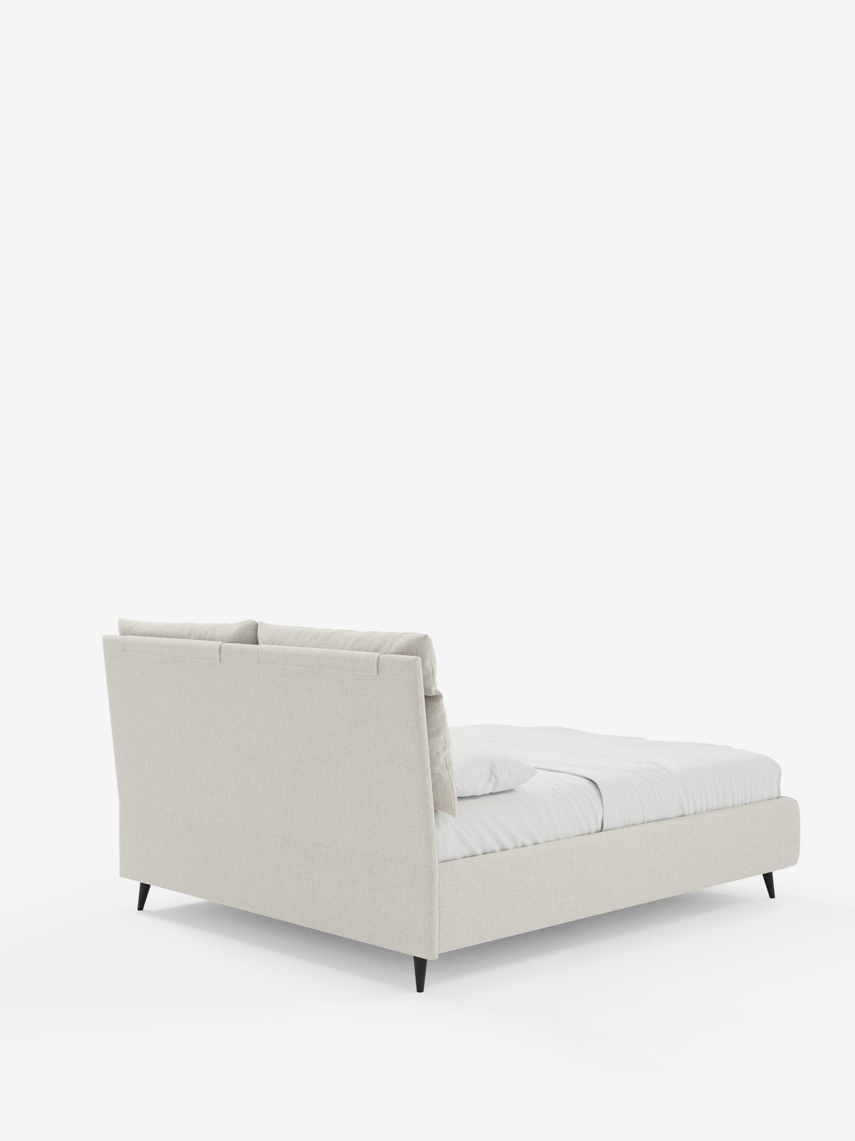 Jerry Upholstered storage bed with reclining cushions in stain-resistant chenille fabric Quick-Clean