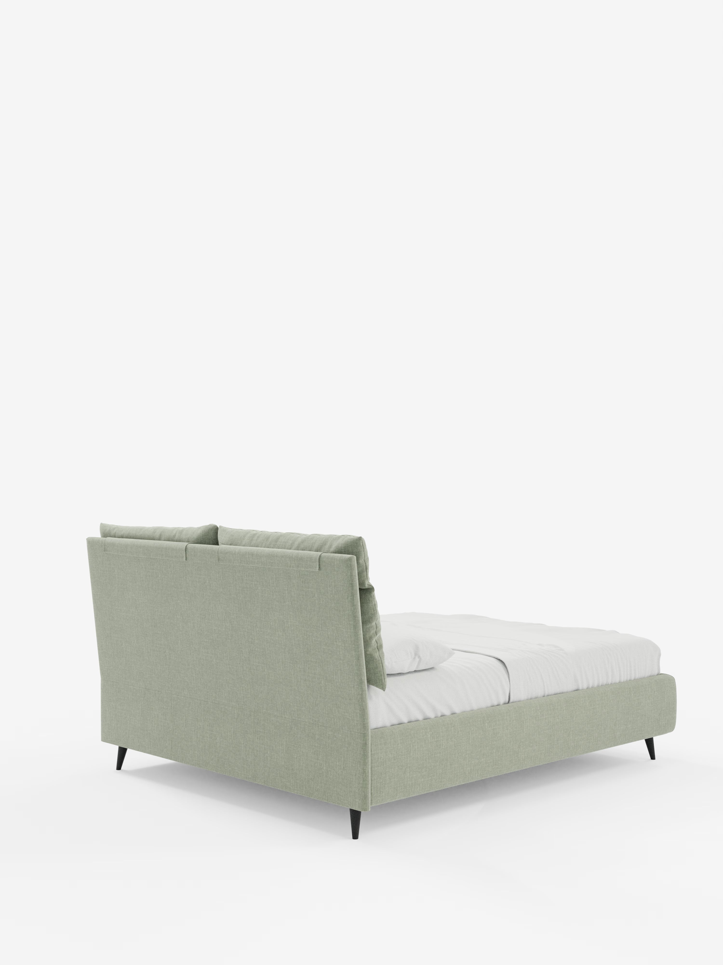 Jerry Upholstered storage bed with reclining cushions in stain-resistant chenille fabric Quick-Clean
