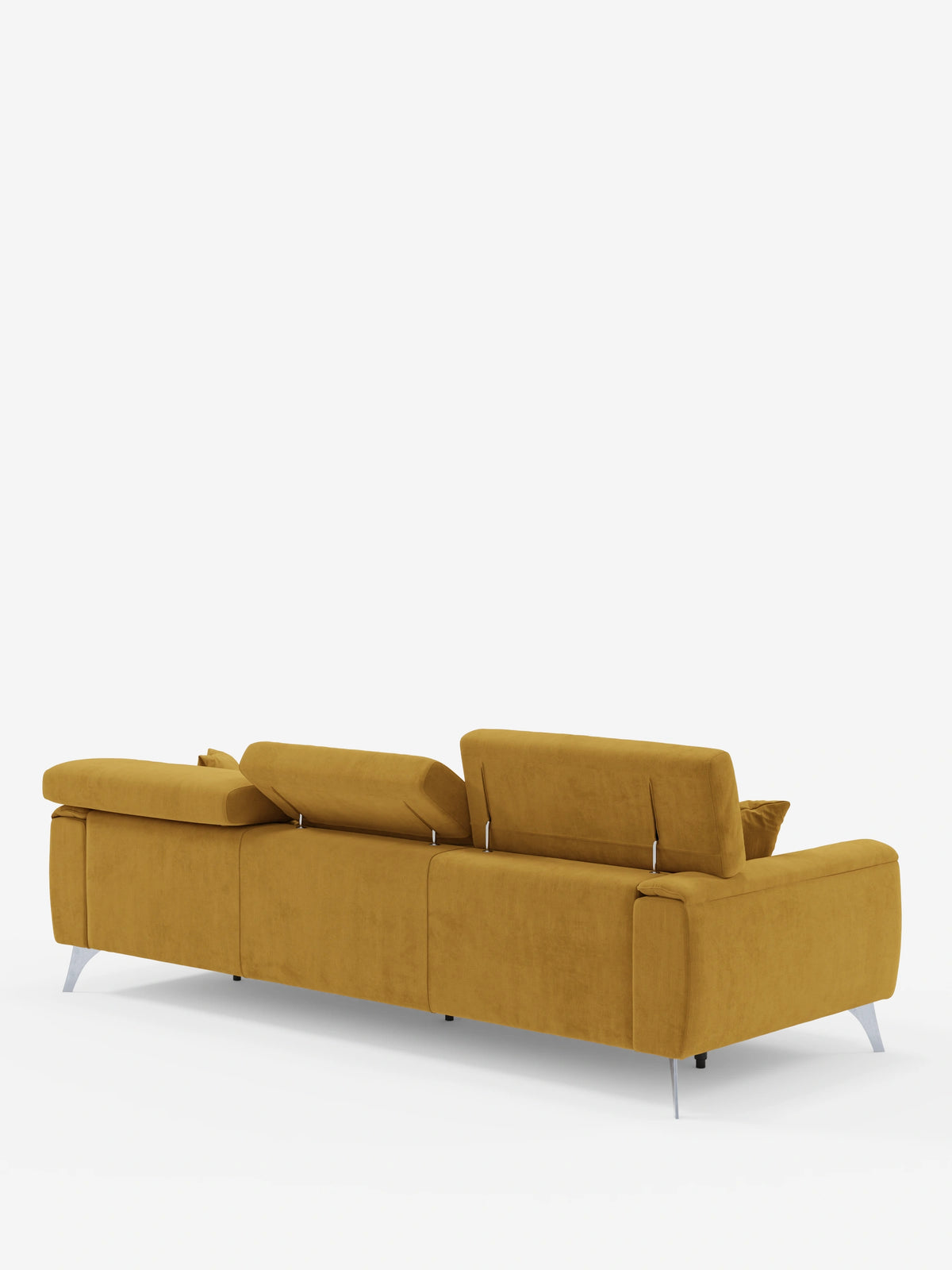 Caravaggio Sofa für 4 Personen mit drei ausziehbaren Sitzen und verstellbaren Kopfstützen aus fleckenabweisendem Stoff
