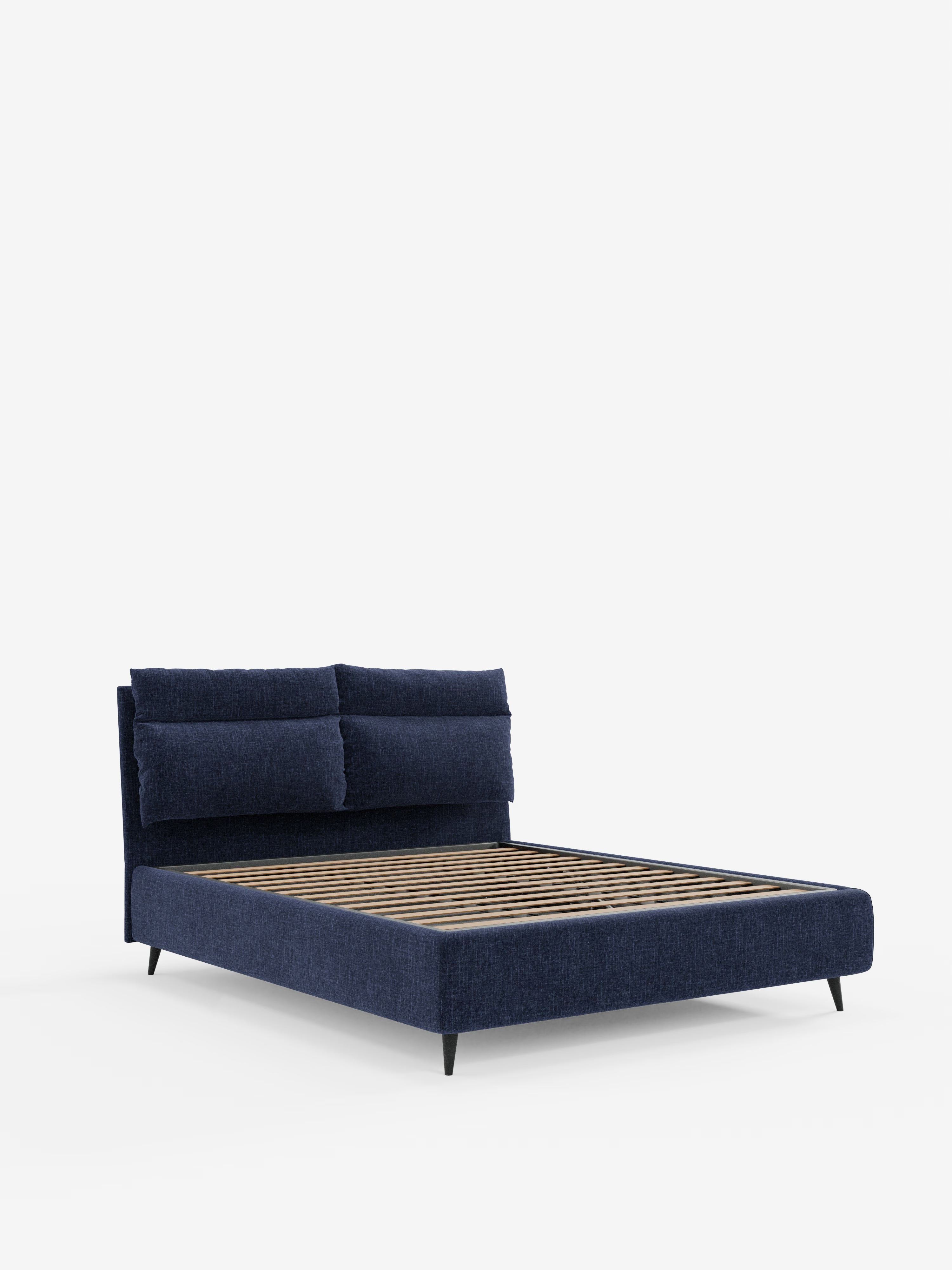 Jerry Upholstered storage bed with reclining cushions in stain-resistant chenille fabric Quick-Clean