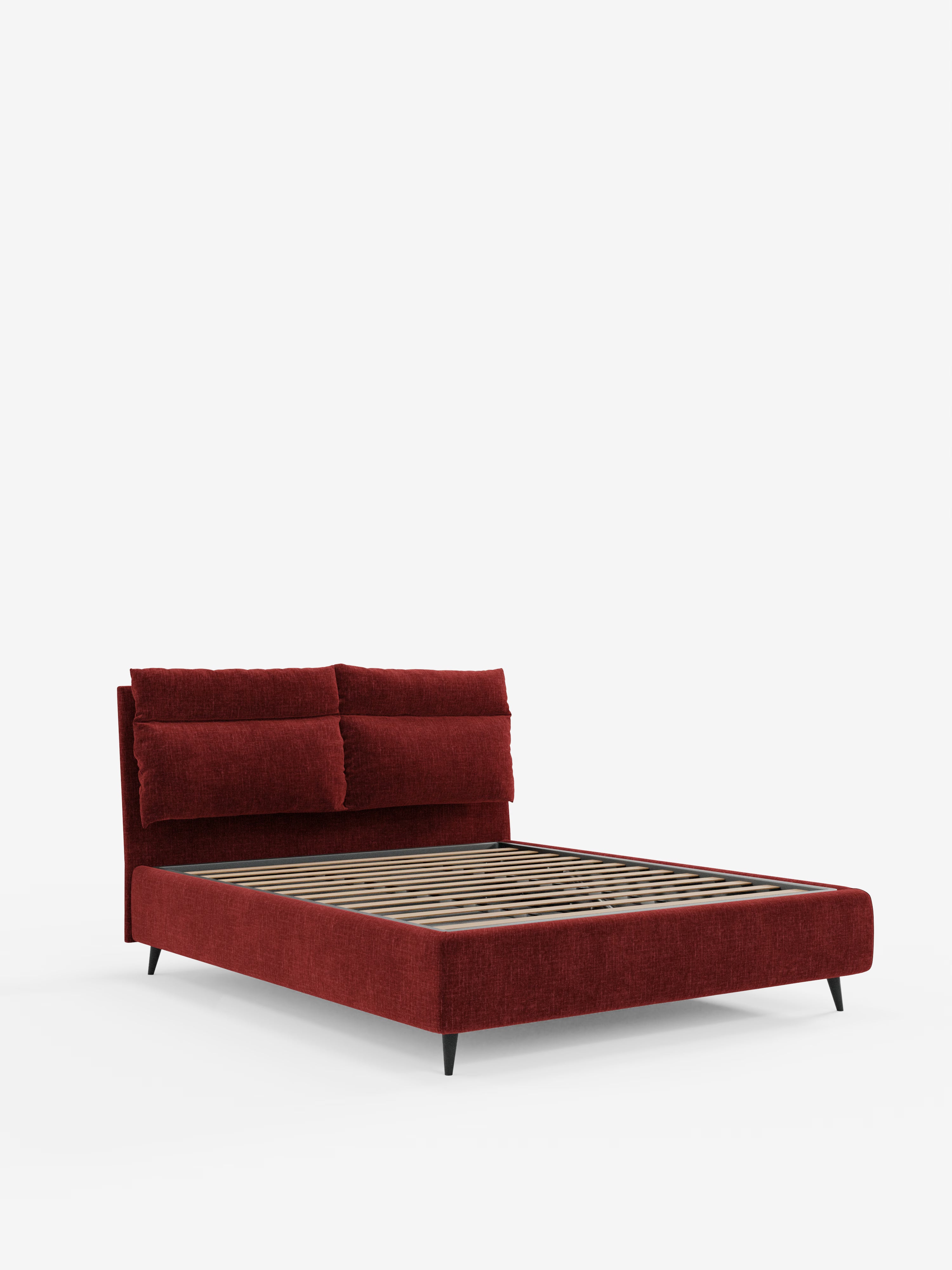 Jerry Upholstered storage bed with reclining cushions in stain-resistant chenille fabric Quick-Clean