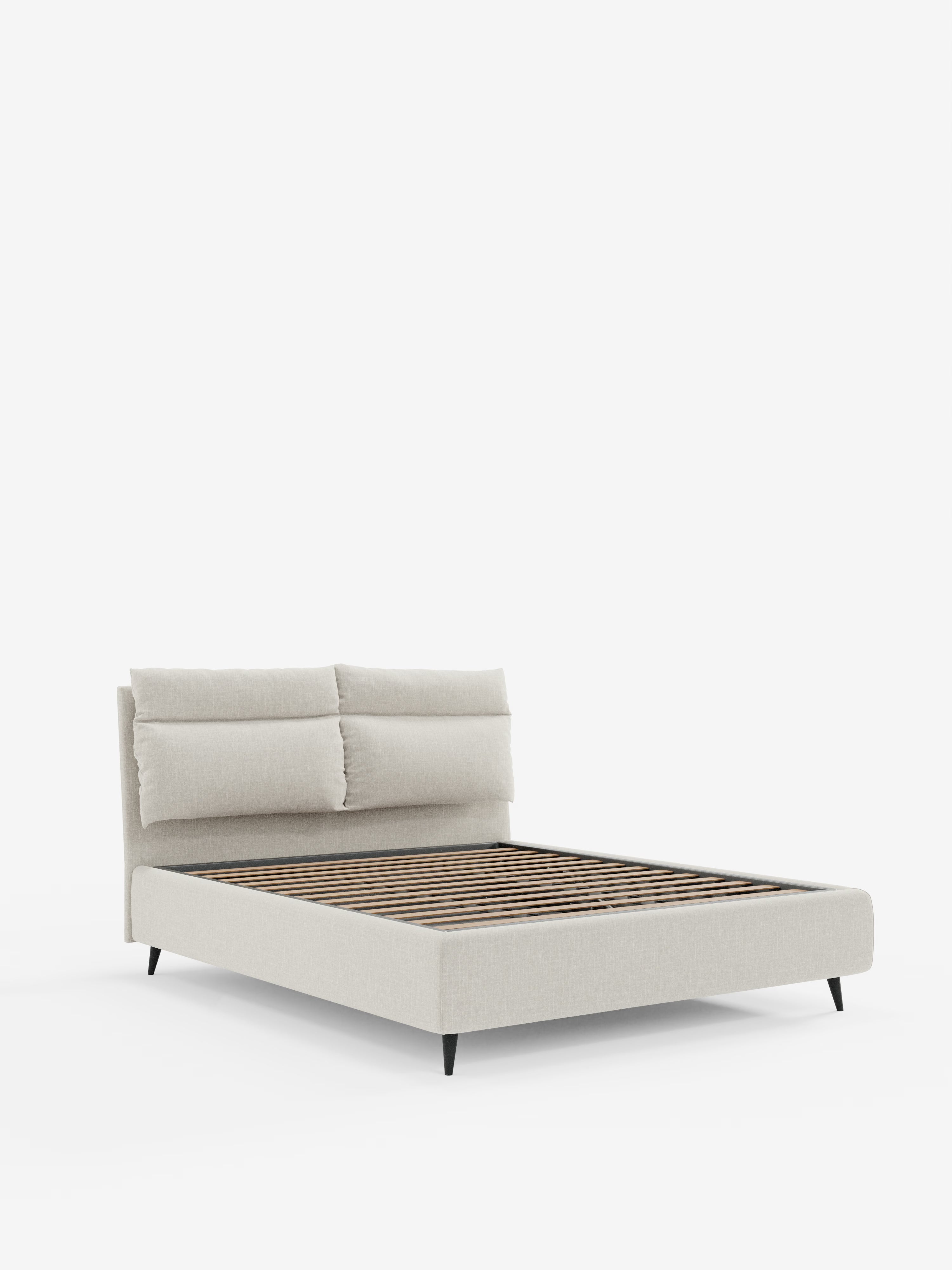 Jerry Upholstered storage bed with reclining cushions in stain-resistant chenille fabric Quick-Clean