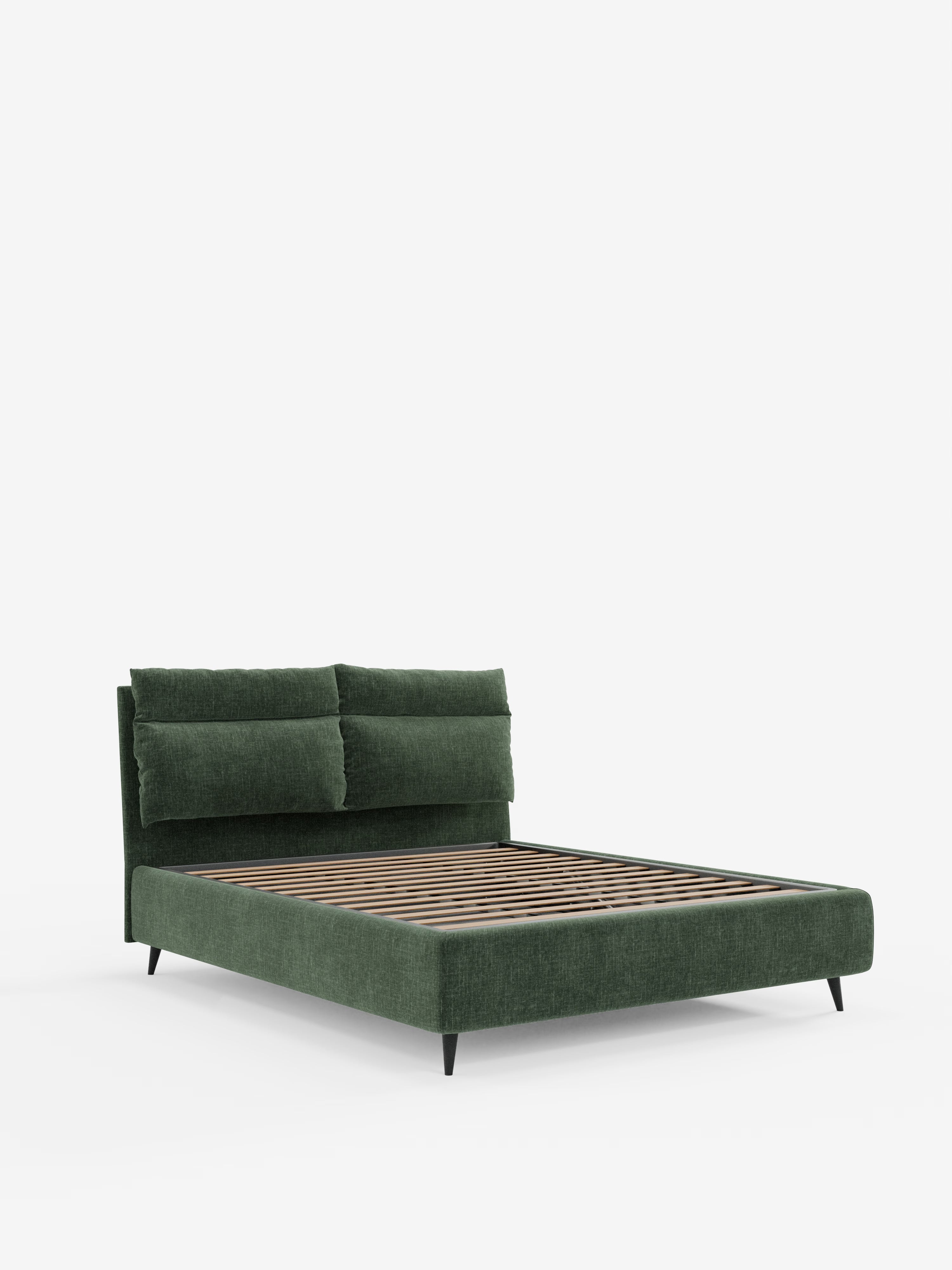Jerry Upholstered storage bed with reclining cushions in stain-resistant chenille fabric Quick-Clean