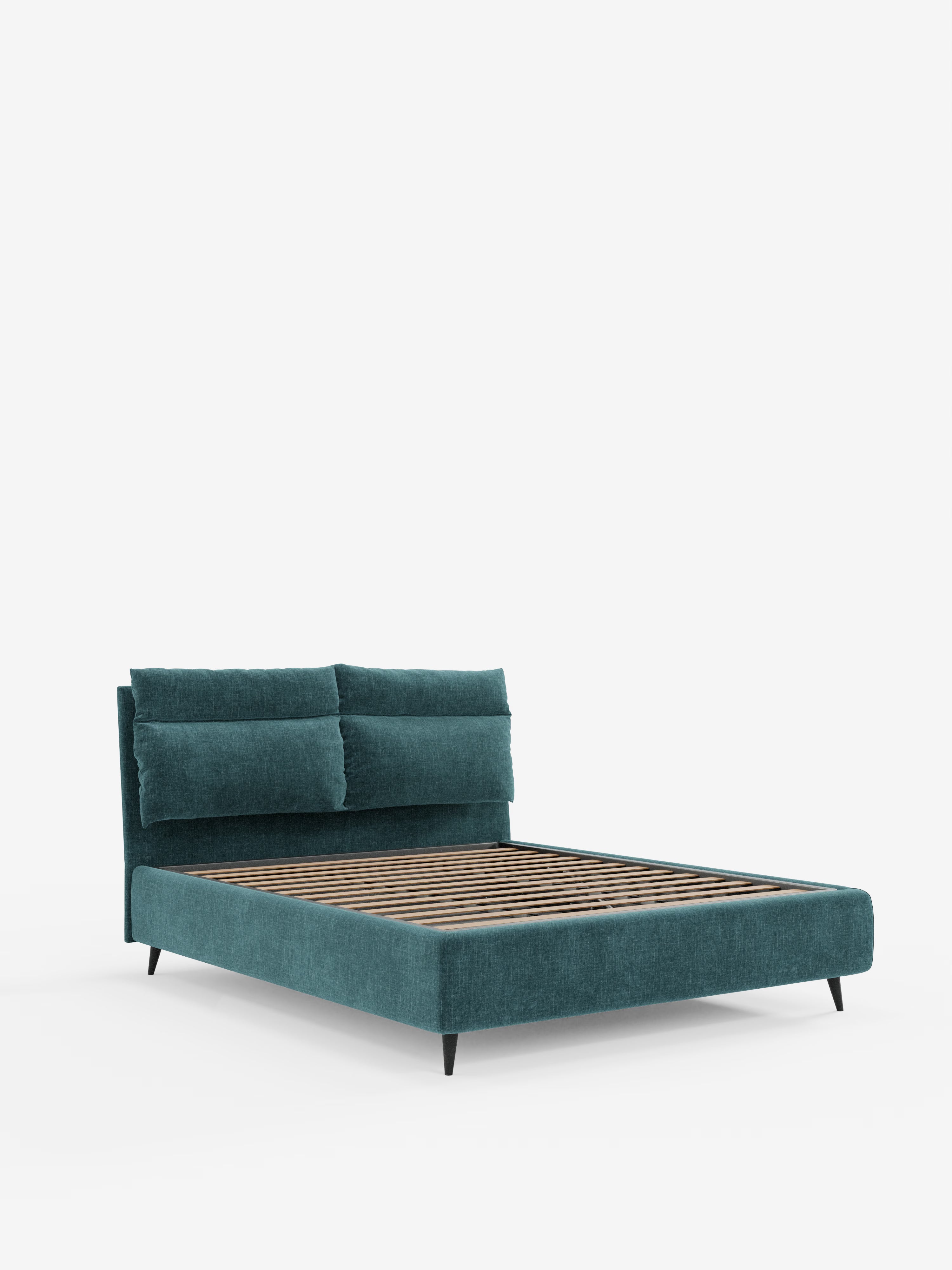 Jerry Upholstered storage bed with reclining cushions in stain-resistant chenille fabric Quick-Clean