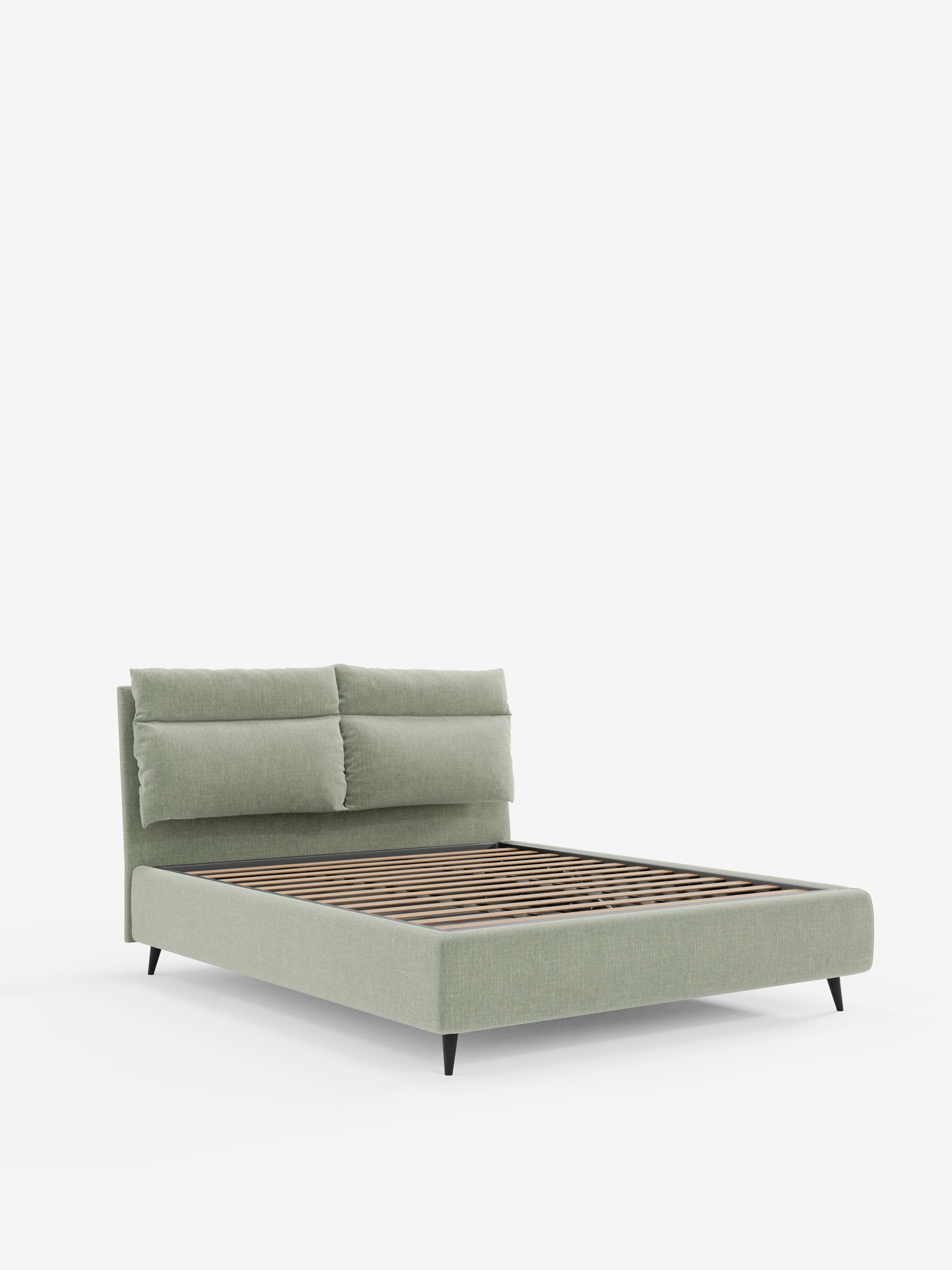 Jerry Upholstered storage bed with reclining cushions in stain-resistant chenille fabric Quick-Clean