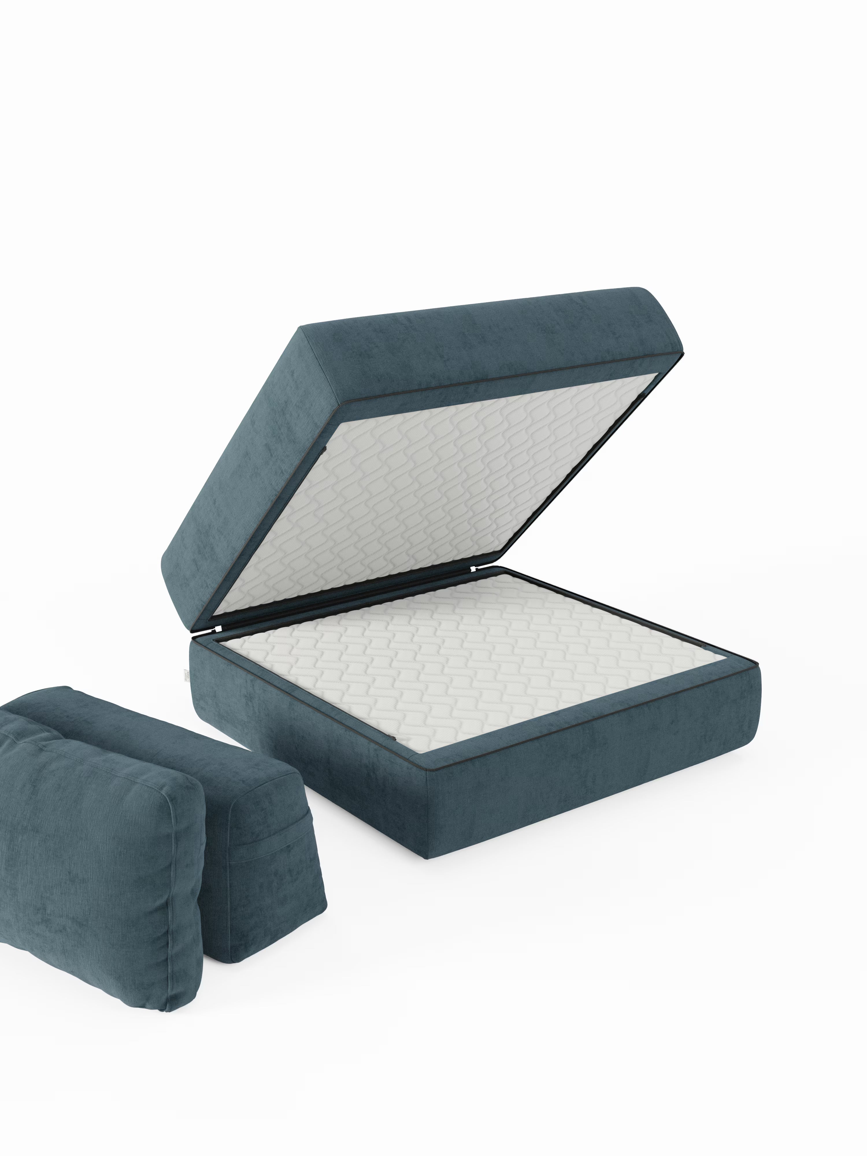 Rift Poltrona letto moderna in tessuto smacchiabile – materasso 22 cm con memory e schienale mobile