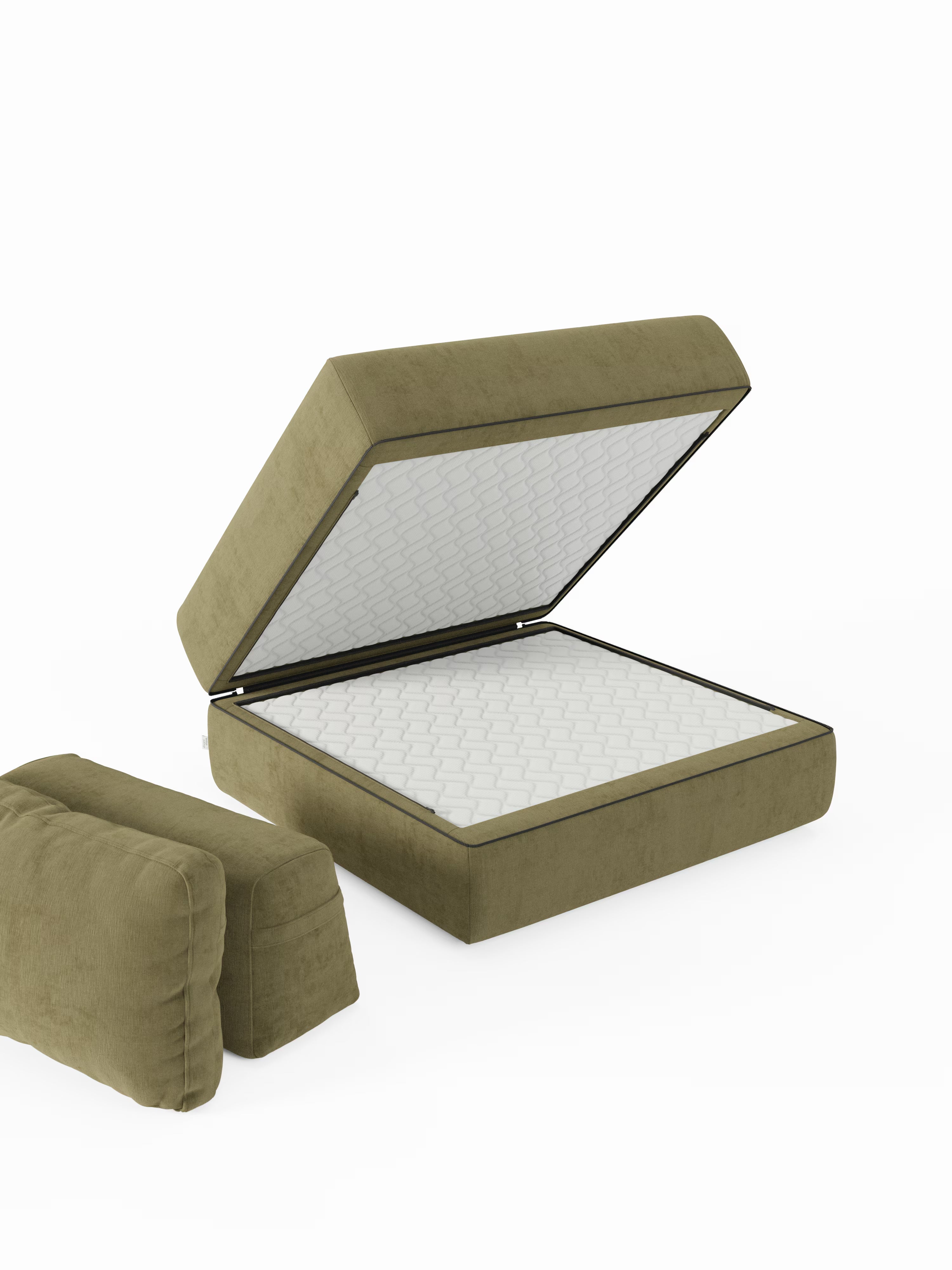 Rift Poltrona letto moderna in tessuto smacchiabile – materasso 22 cm con memory e schienale mobile