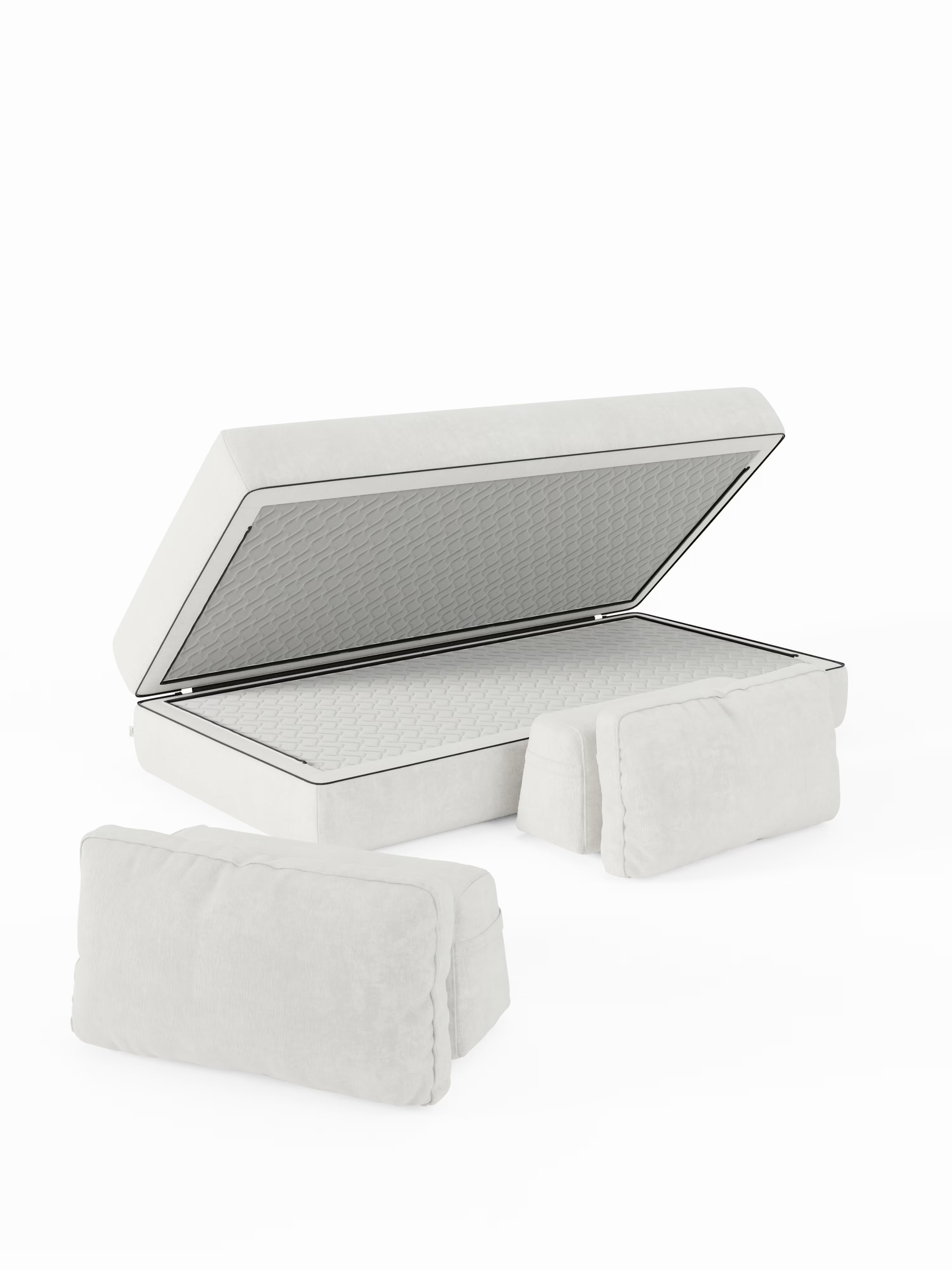 Rift Divano letto matrimoniale 3 posti moderno in tessuto smacchiabile – materasso 22 cm memory e schienali mobili