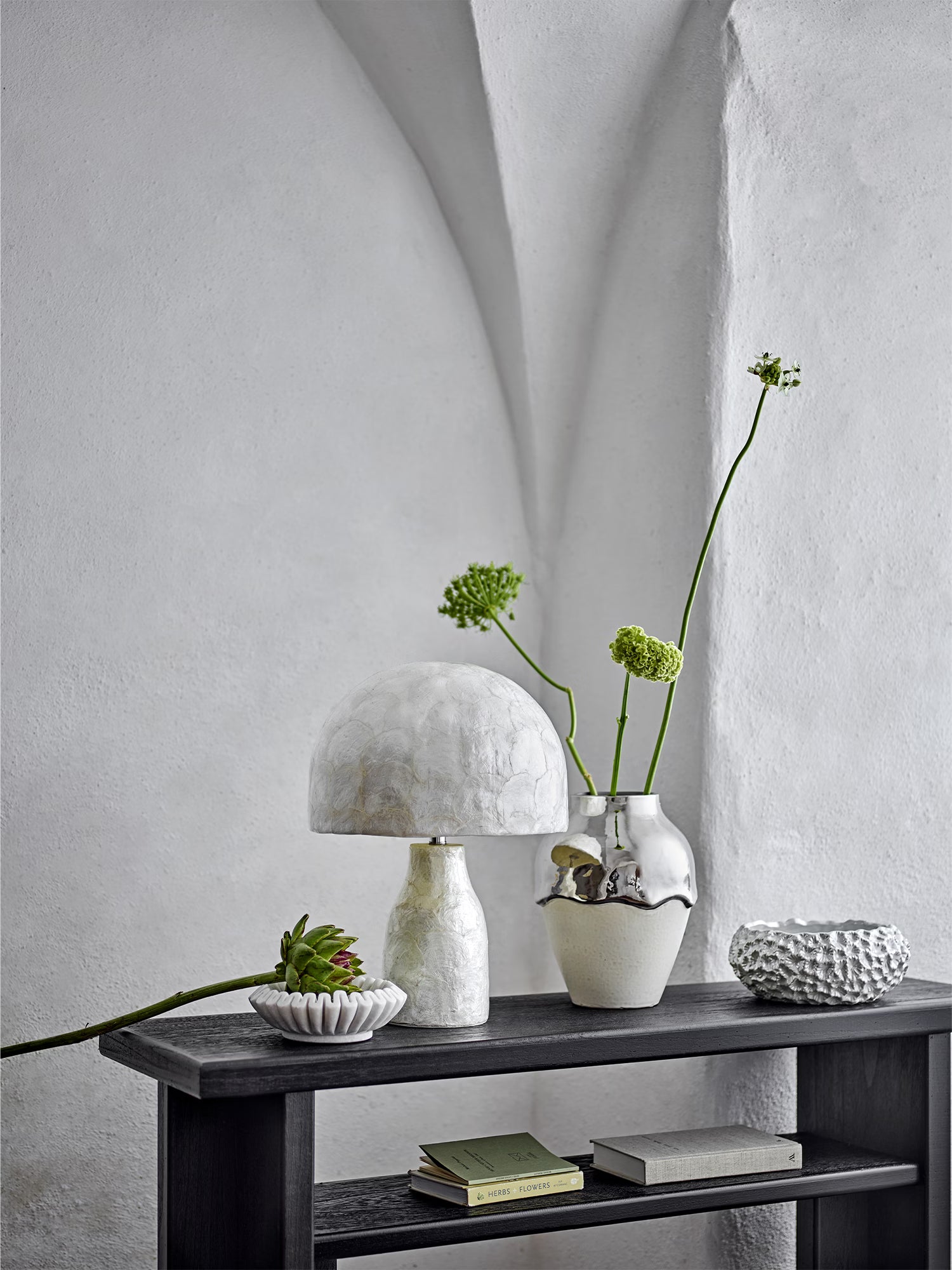 Adria lámpara de mesa de nácar natural - Moderna y minimalista