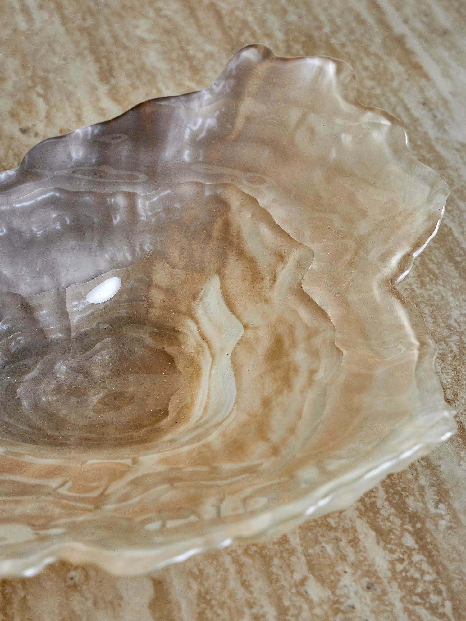 Aiku cuenco centro de mesa de vidrio natural con diseño orgánico