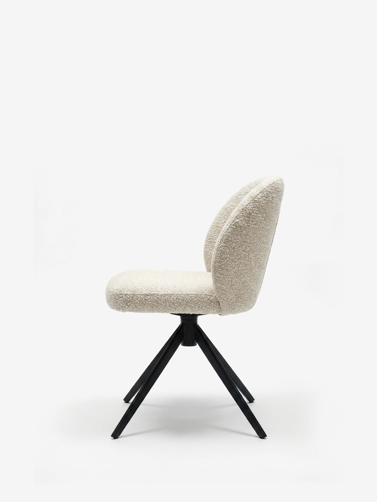 Alba upholstered chair in soft ochre yellow fabric with black metal base