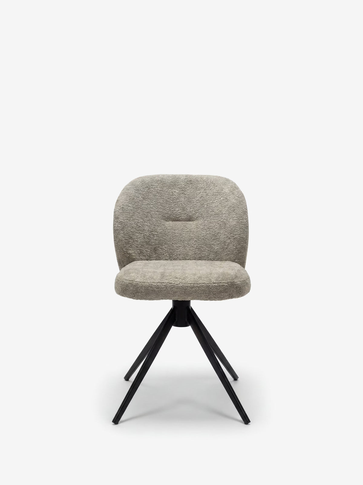 Alba upholstered chair in soft ochre yellow fabric with black metal base