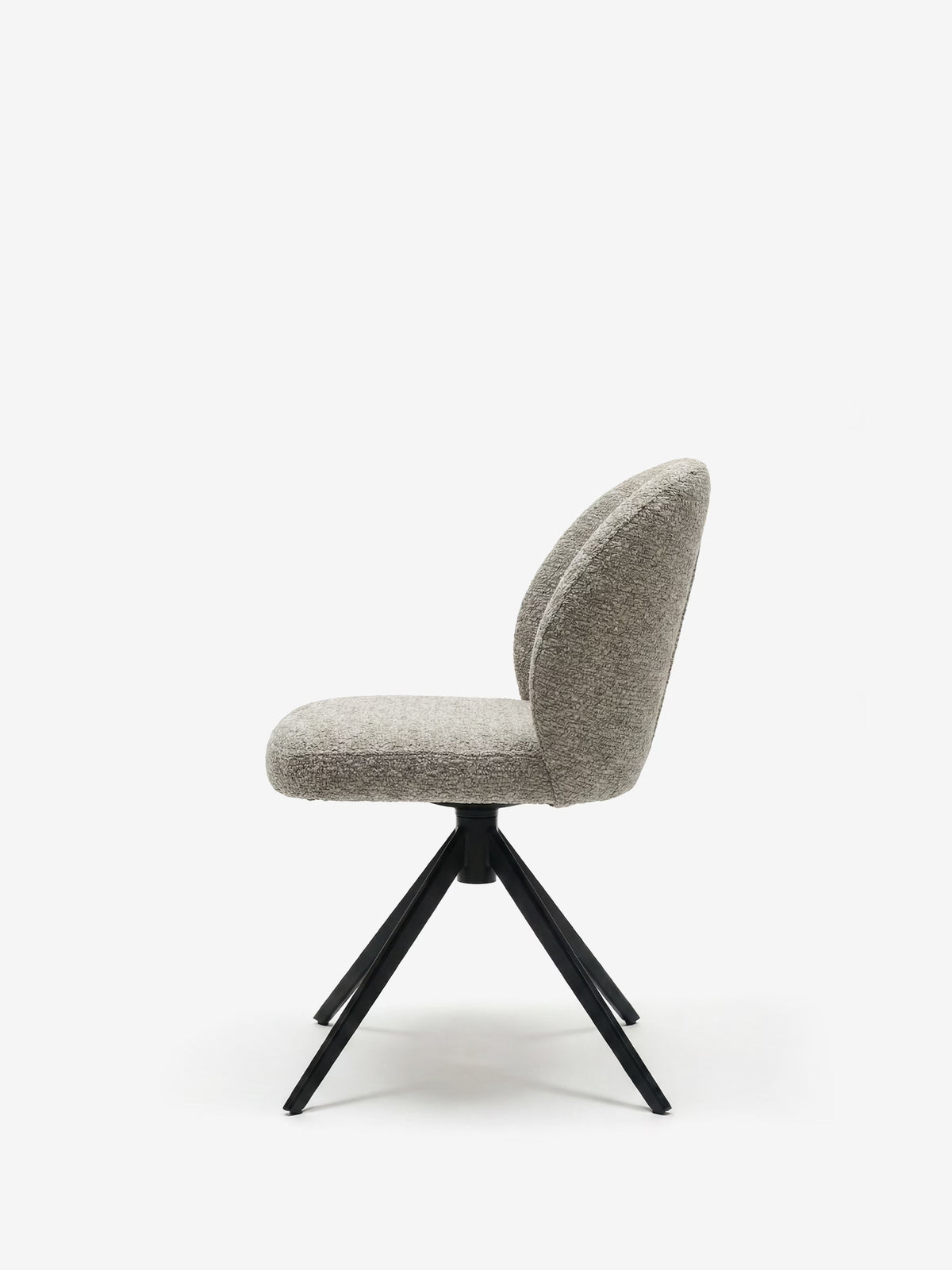 Alba upholstered chair in soft ochre yellow fabric with black metal base