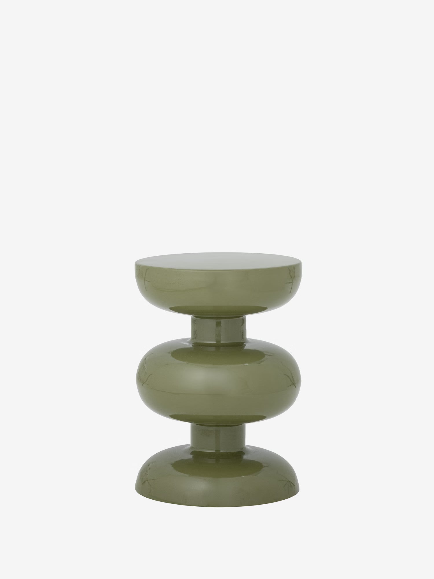 Alba Tavolinetto rotondo in metallo verde Ø33,5 cm - design scultoreo moderno