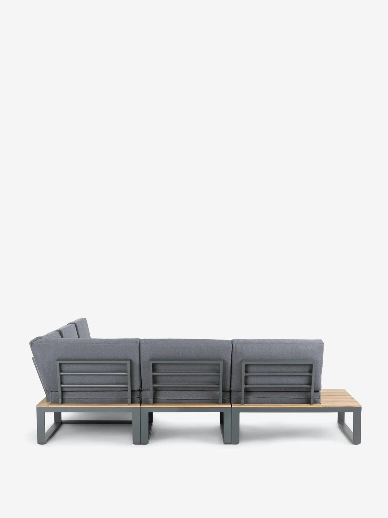 Orion Set lounge angular de exterior de acacia y aluminio antracita con mesa de centro