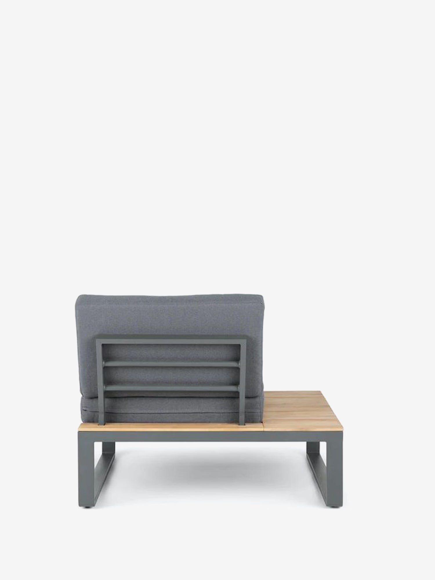 Orion Set lounge angular de exterior de acacia y aluminio antracita con mesa de centro