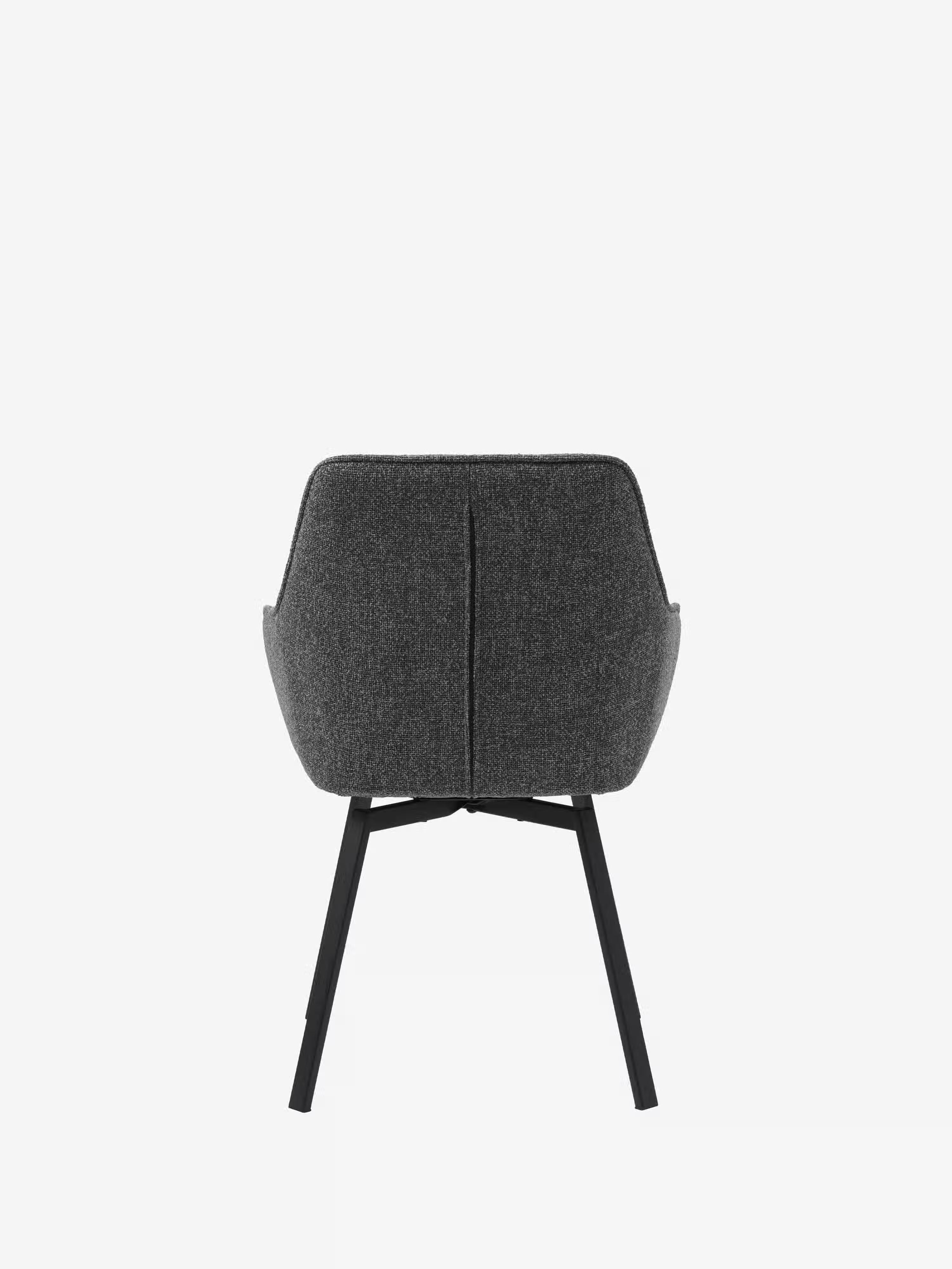 Alma silla giratoria tapizada en tela bouclé melange con base de metal negro