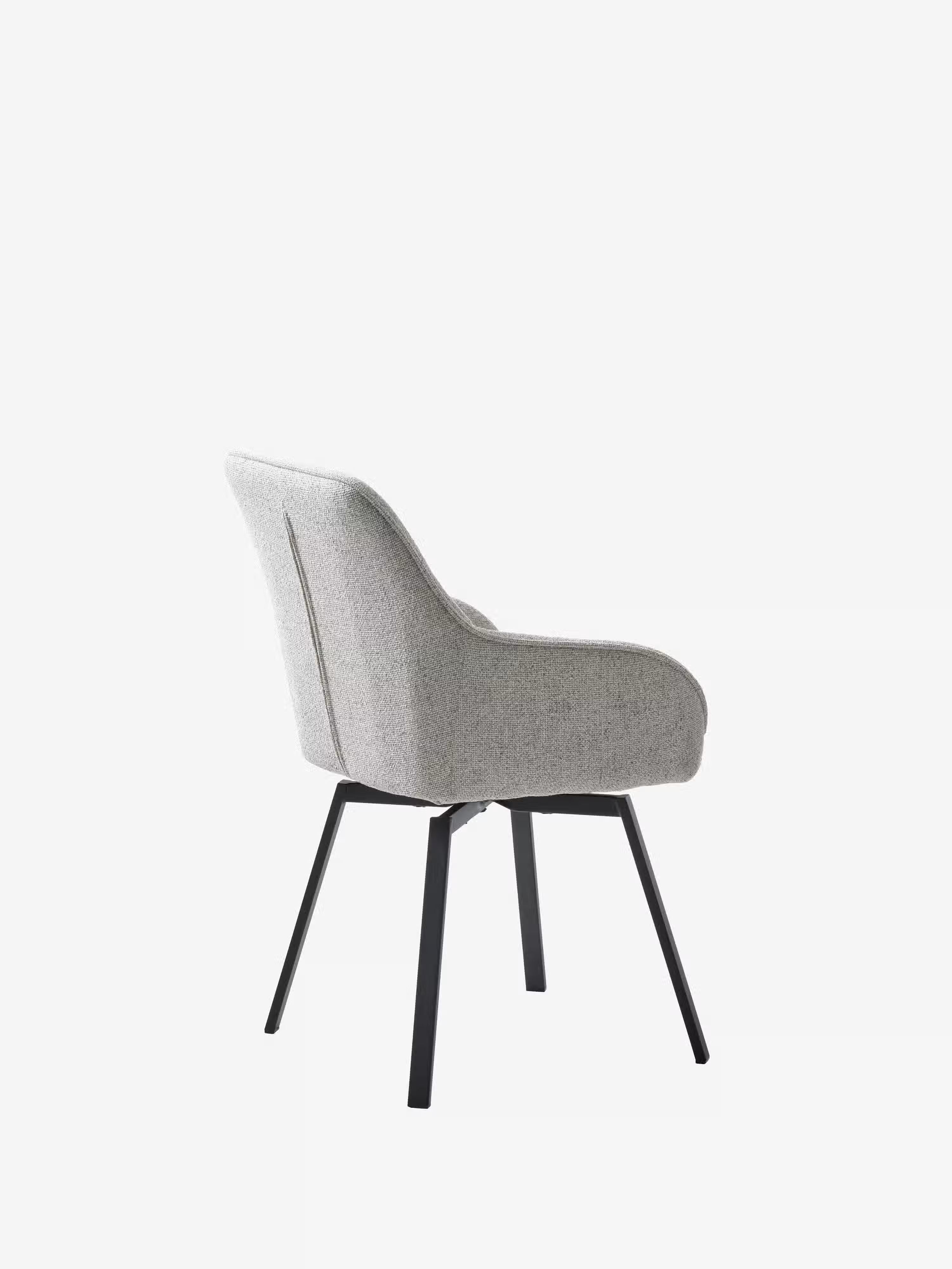 Alma silla giratoria tapizada en tela bouclé melange con base de metal negro
