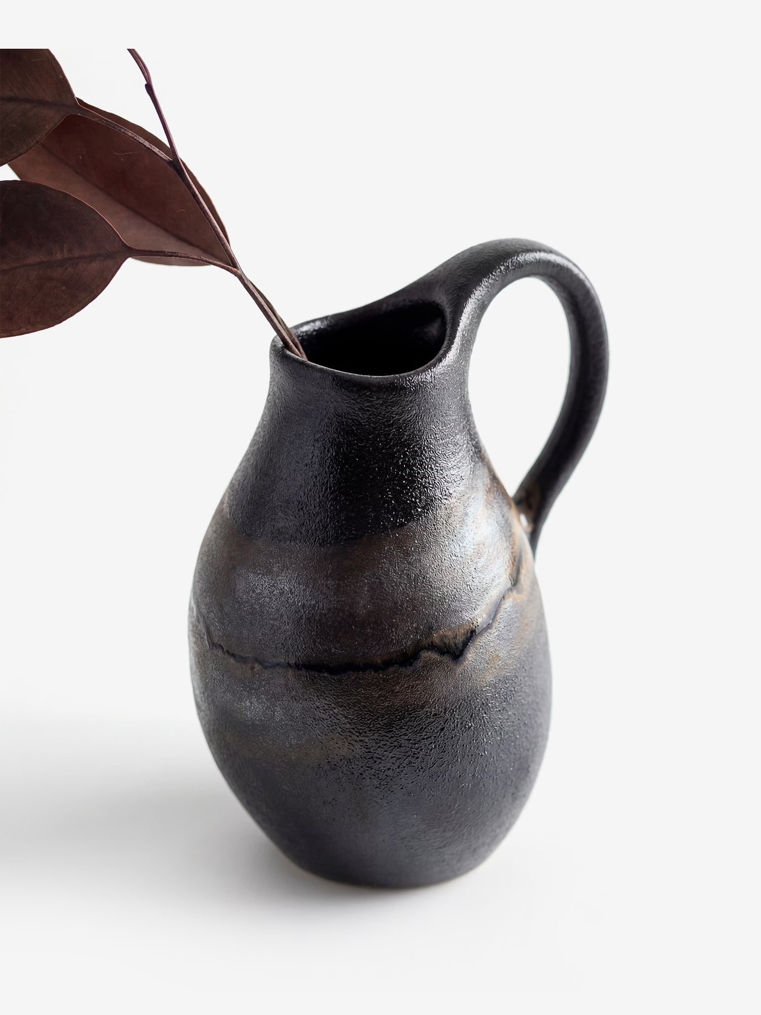 Alvena jarrón decorativo de gres stoneware marrón