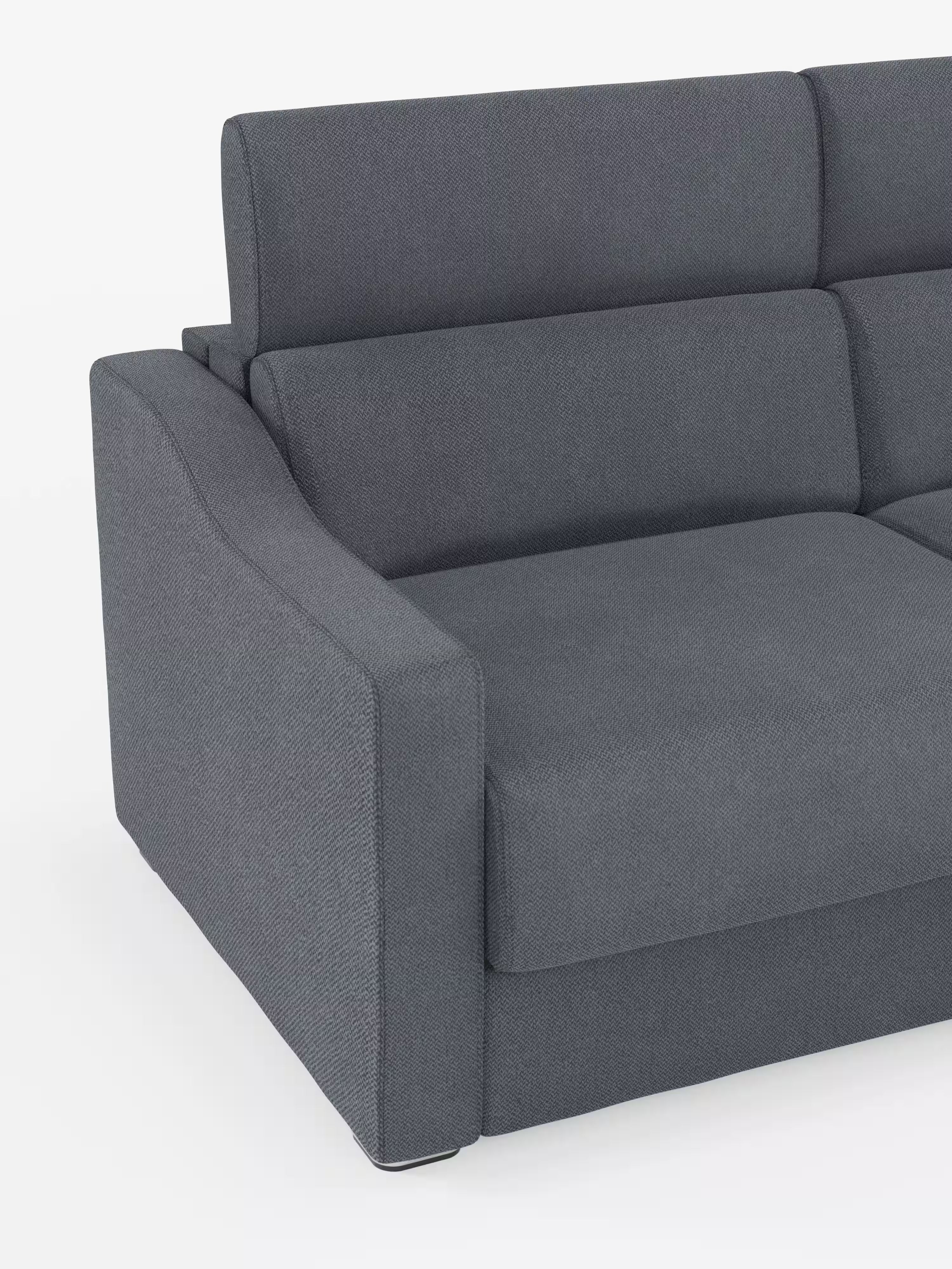 Amber Divano letto angolare moderno con materasso incluso – tessuto antimacchia e poggiatesta reclinabili