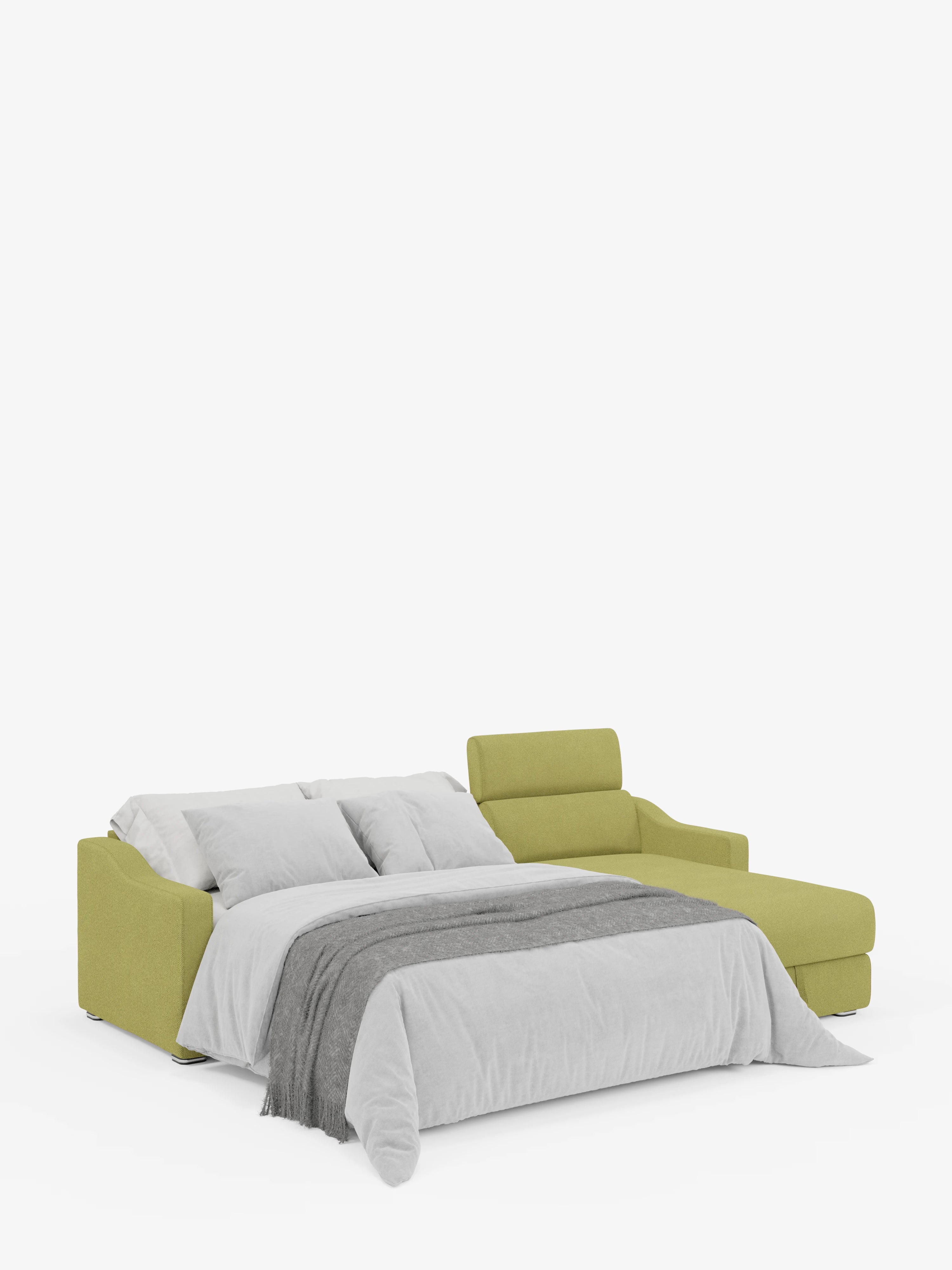 Amber Divano letto angolare moderno con materasso incluso – tessuto antimacchia e poggiatesta reclinabili