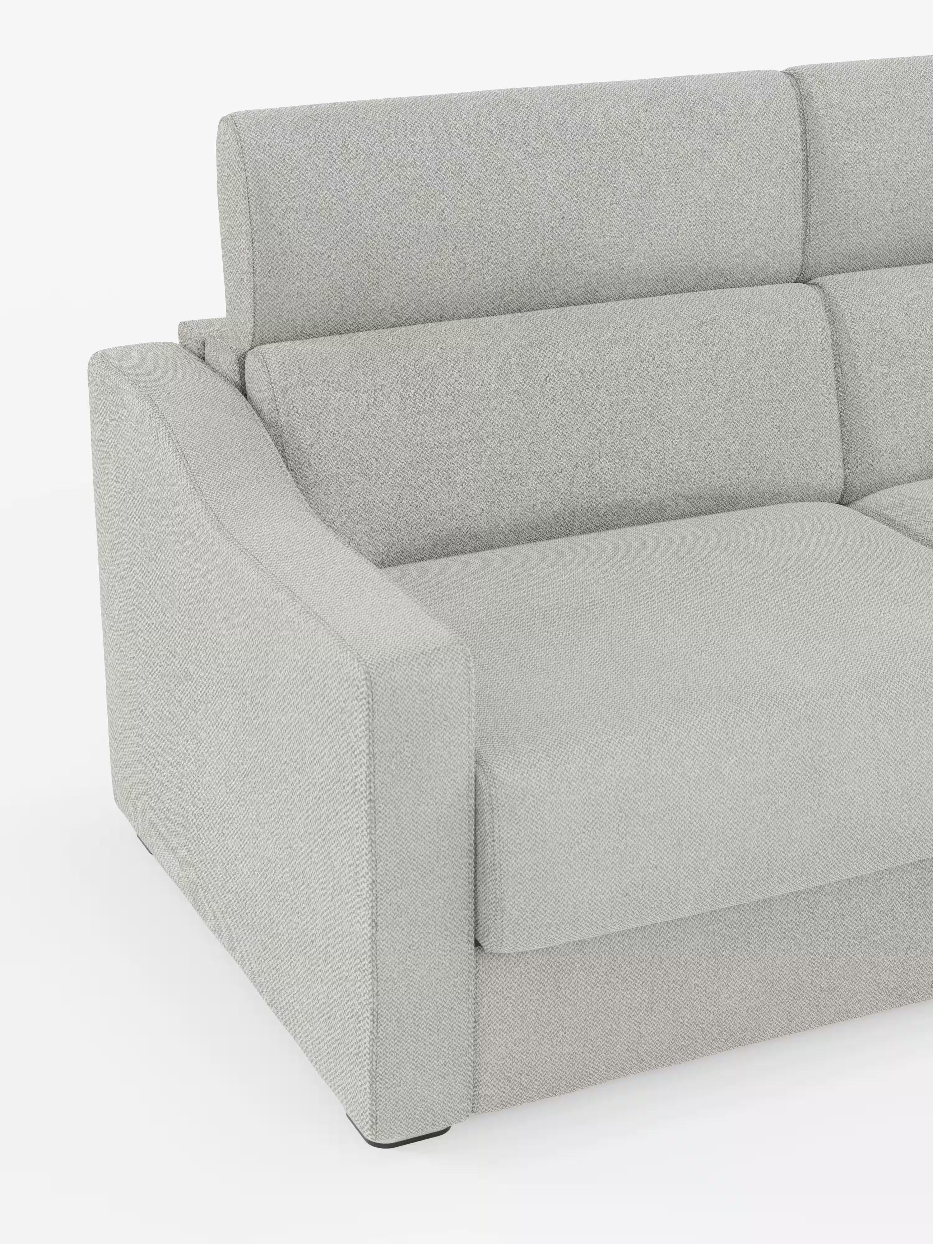 Amber Divano letto angolare moderno con materasso incluso – tessuto antimacchia e poggiatesta reclinabili