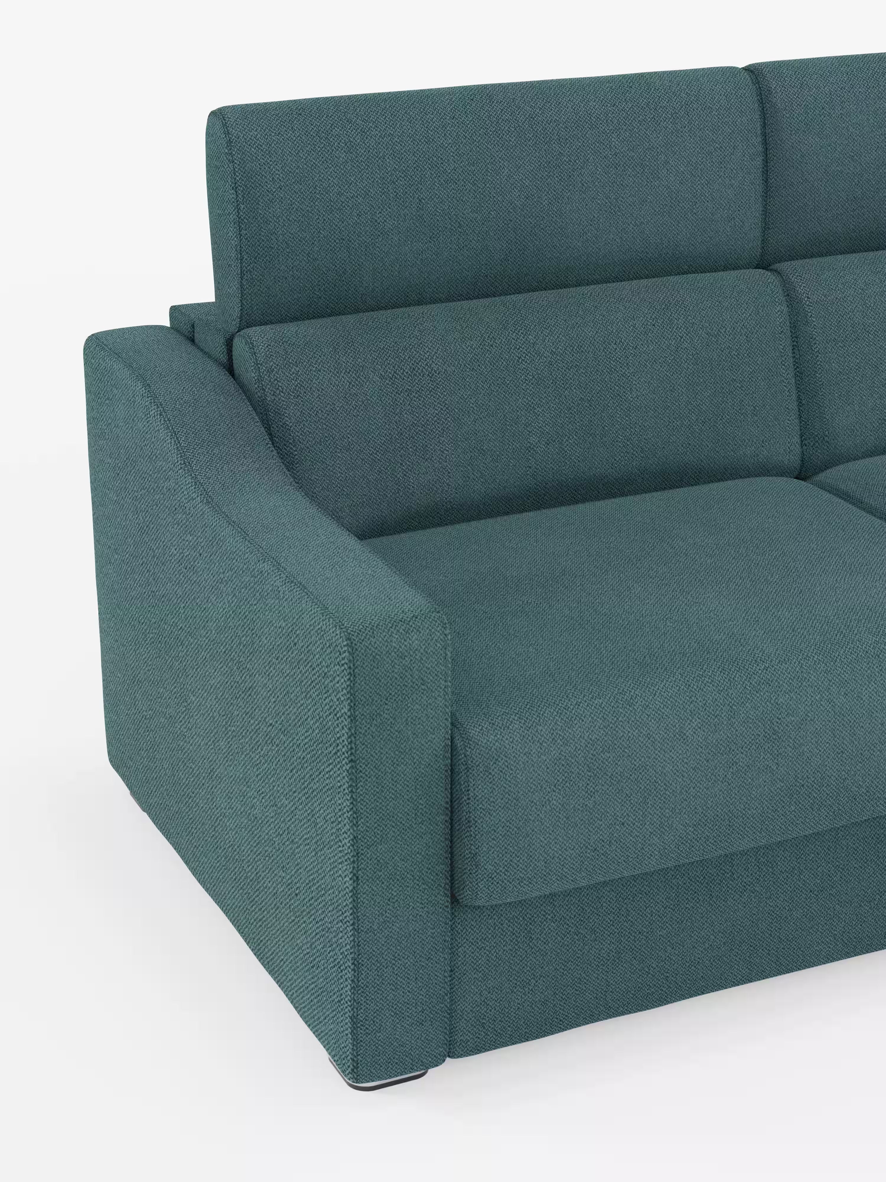 Amber Divano letto angolare moderno con materasso incluso – tessuto antimacchia e poggiatesta reclinabili