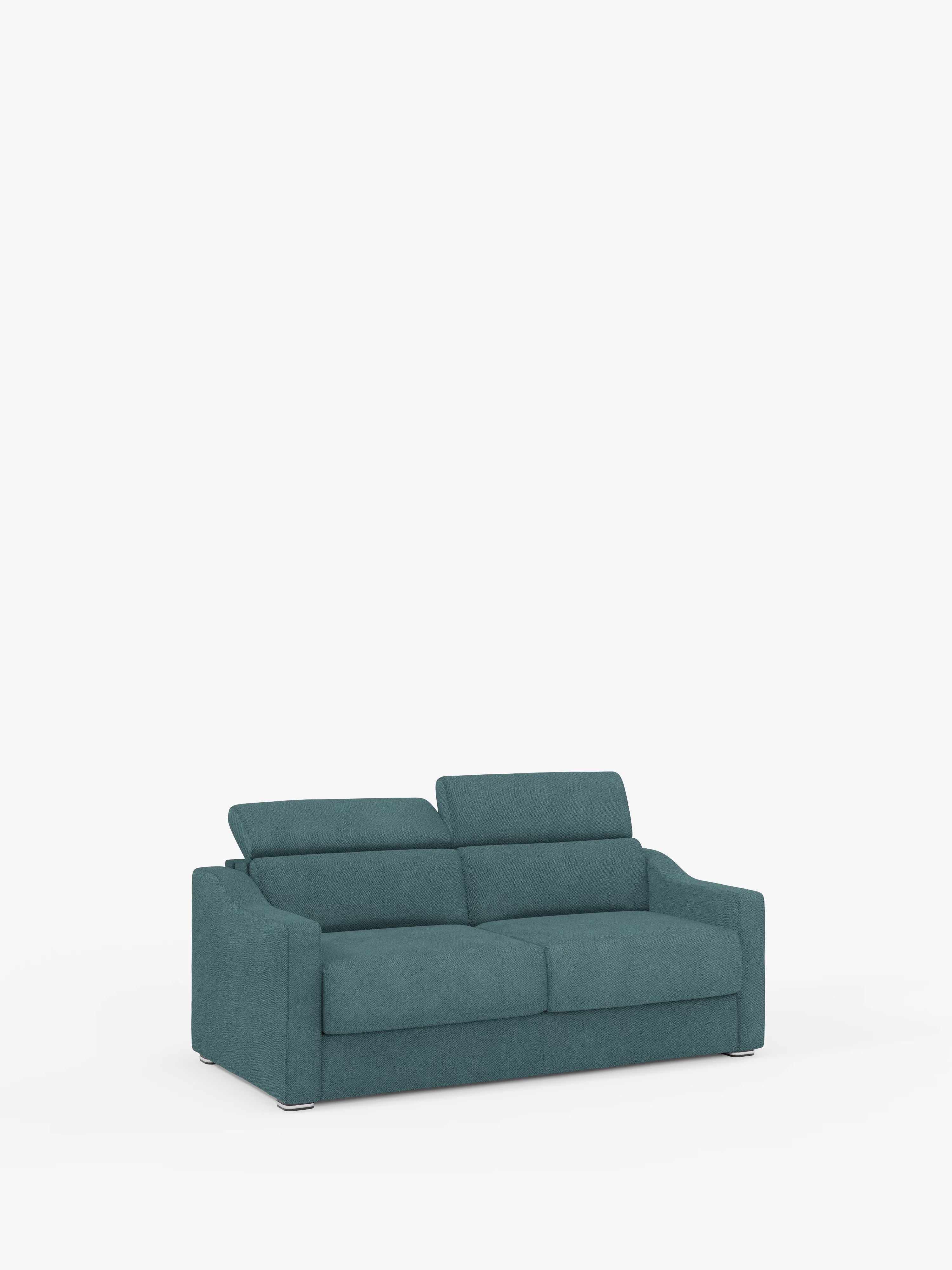 Amber Divano letto moderno in tessuto smacchiabile verde - sfoderabile e con poggiatesta reclinabili