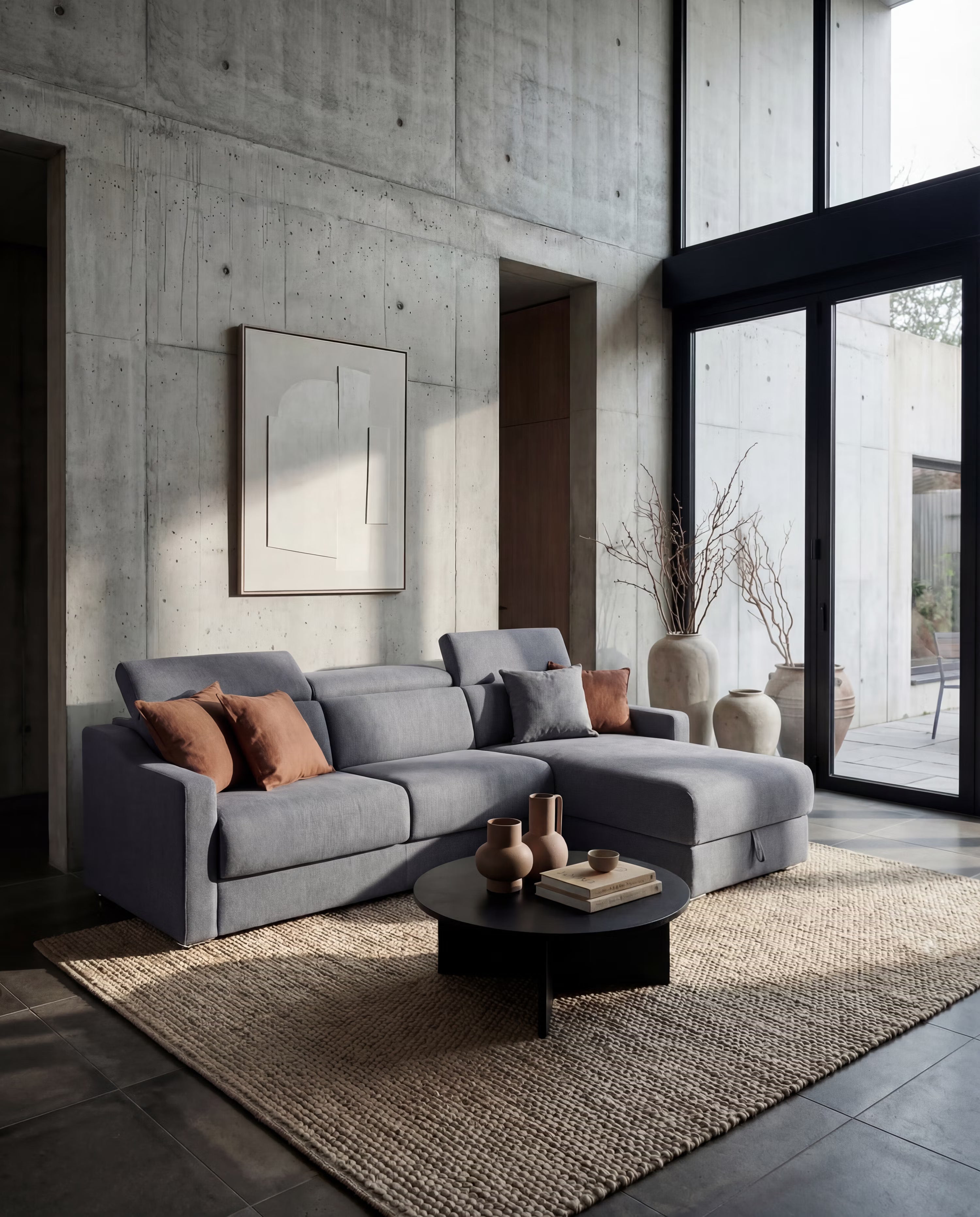 Amber Divano letto angolare moderno con materasso incluso – tessuto antimacchia e poggiatesta reclinabili