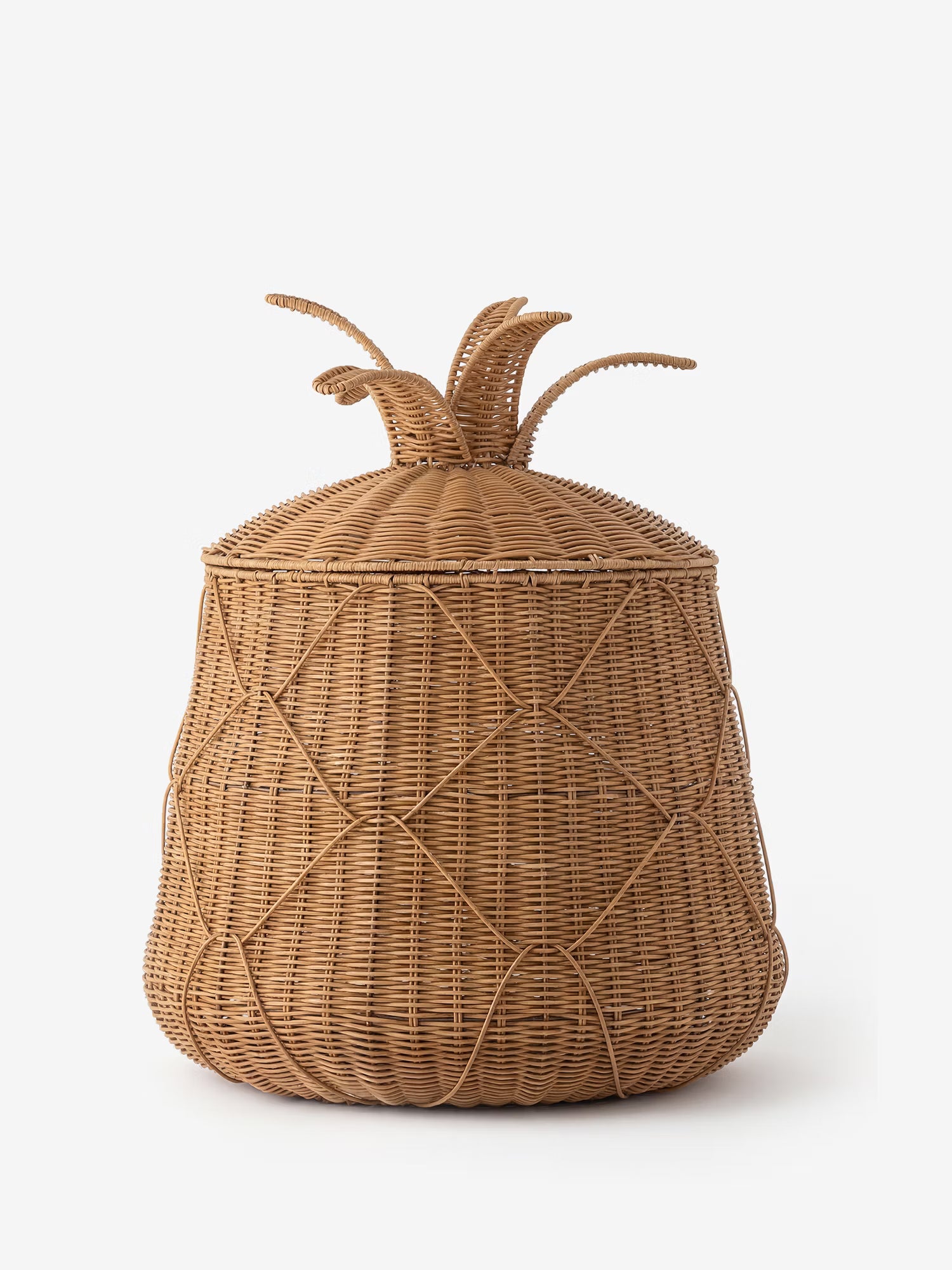 Anann Natural polyrattan storage basket with pineapple design lid