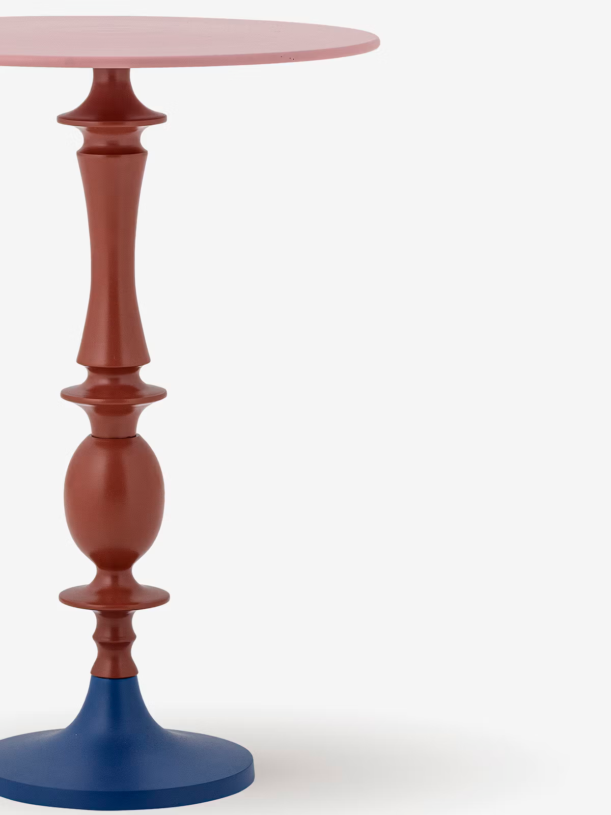 Annan Tavolino rotondo Ø37 cm in alluminio rosso con base scultorea multicolore