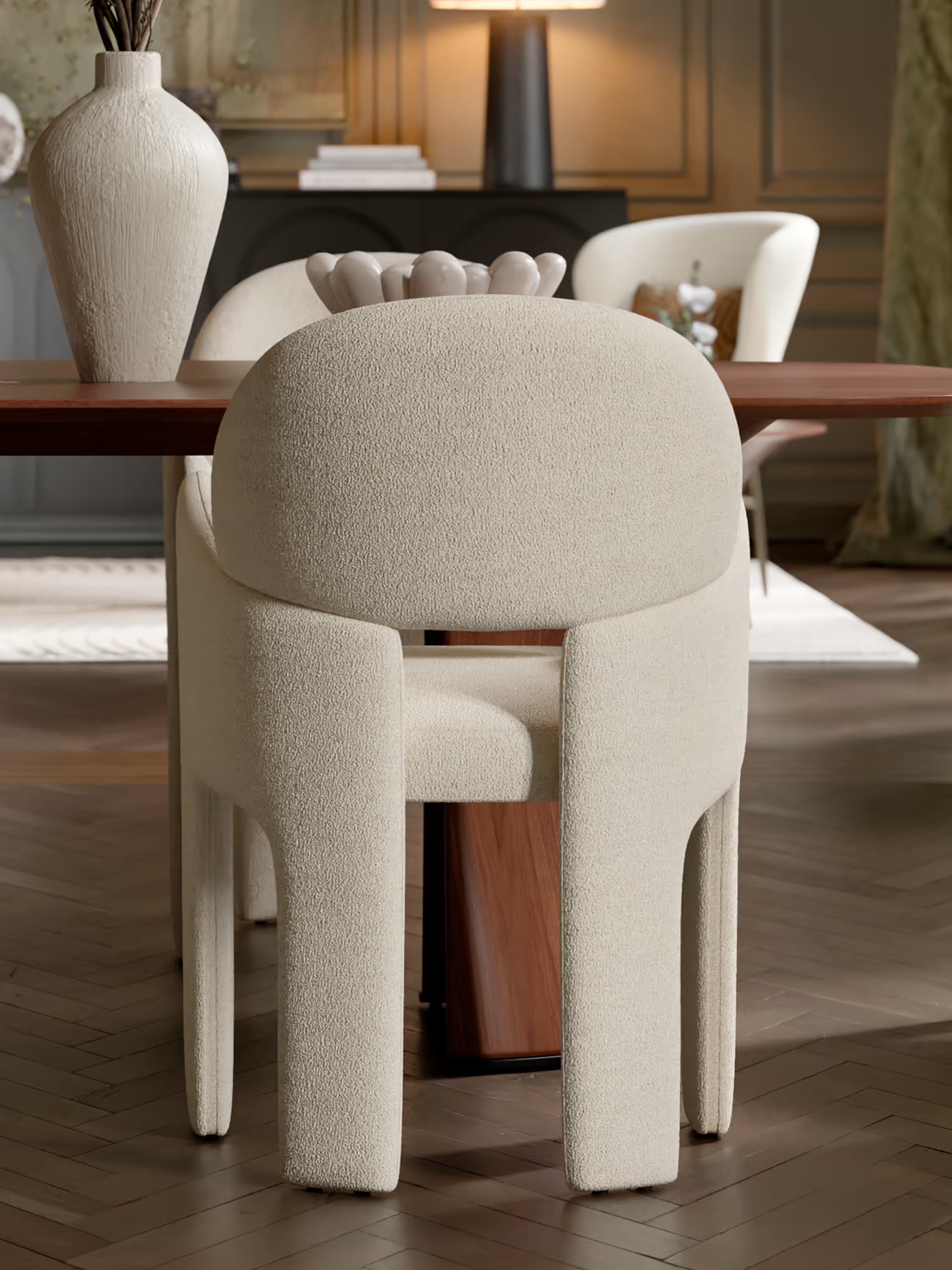 Aole silla en bouclé de diseño escultórico - sillón para comedor en varios colores