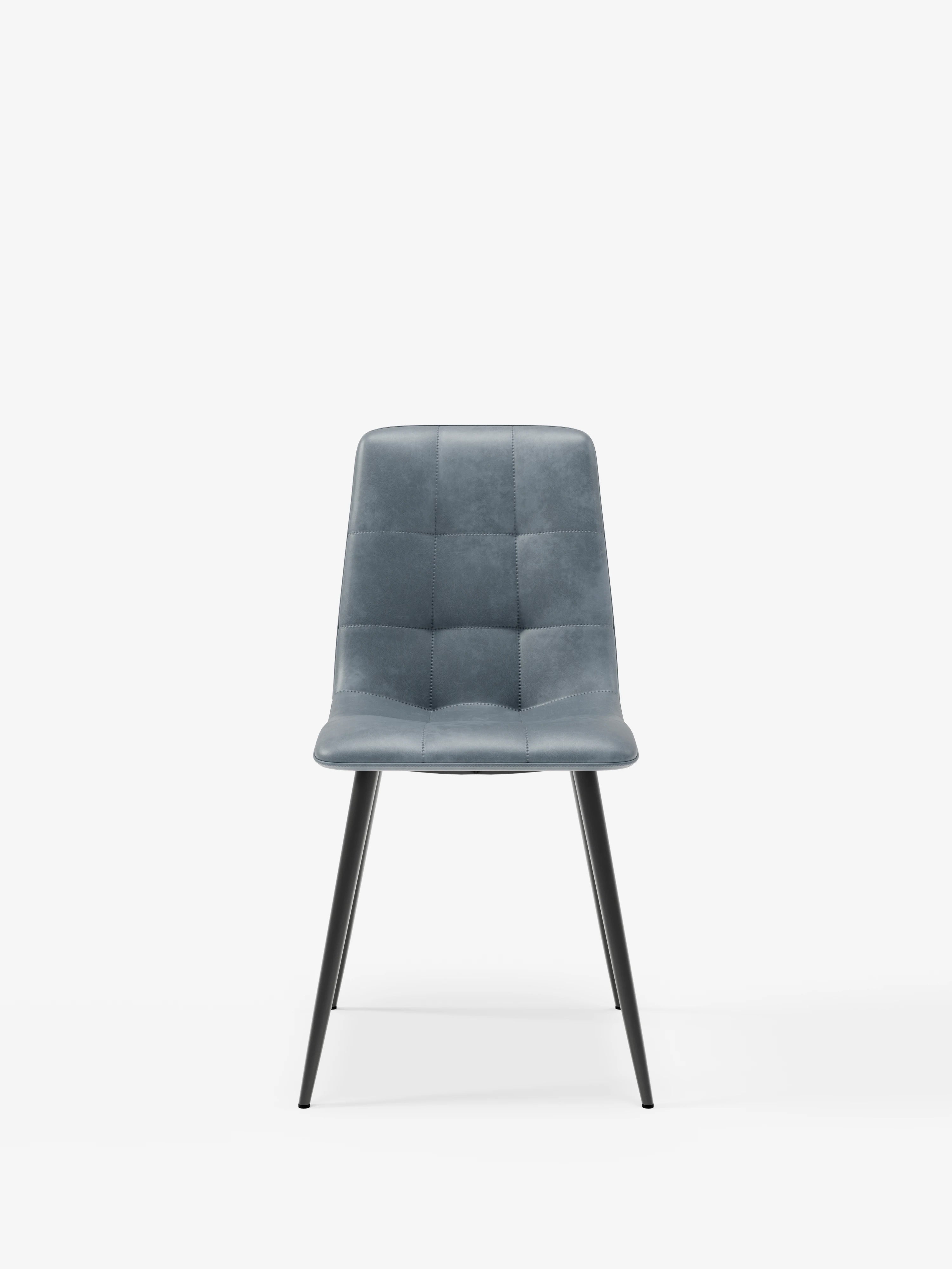 Arca silla de ecopiel azul con patas de metal pintado negro