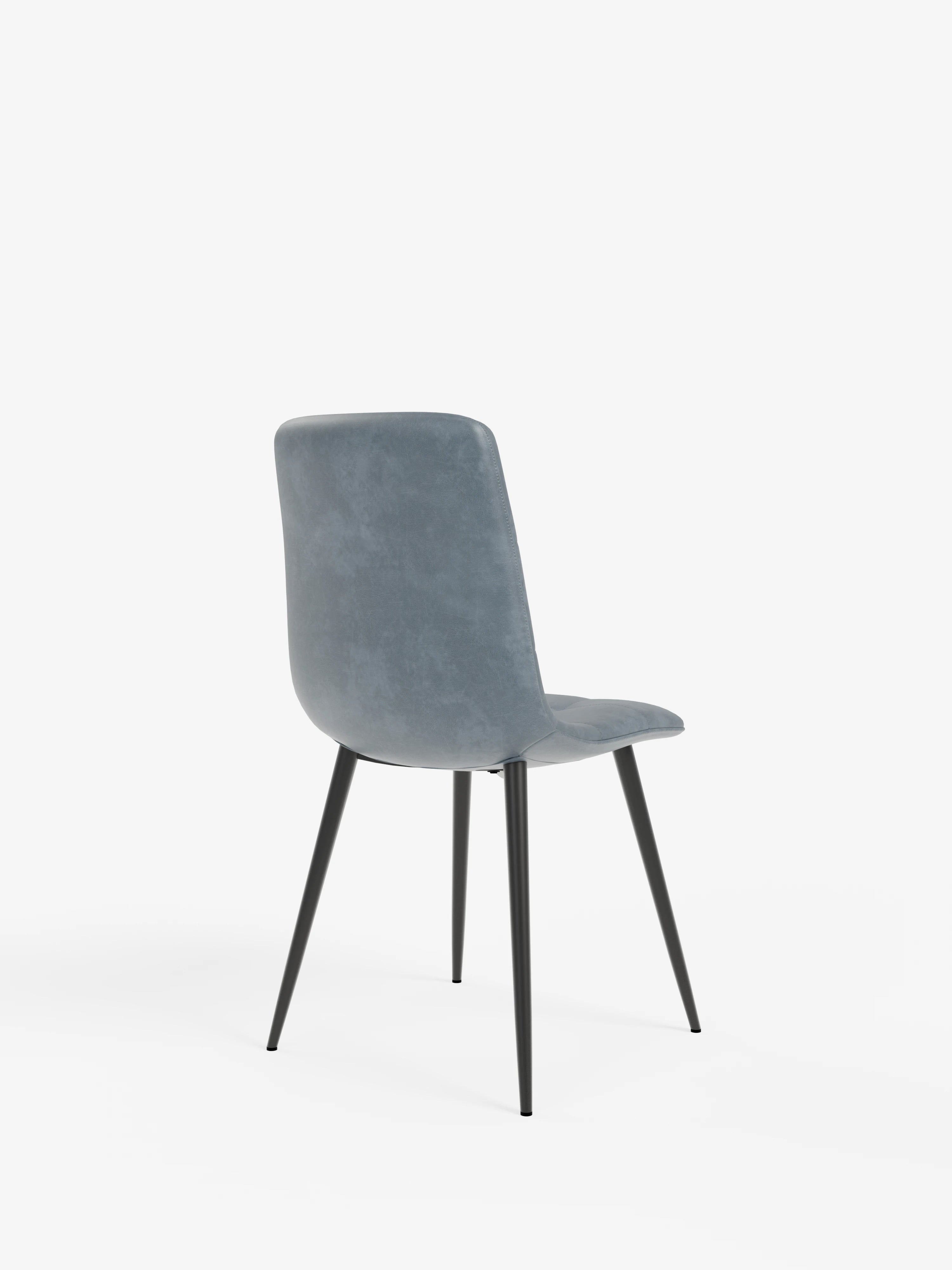 Arca silla de ecopiel azul con patas de metal pintado negro