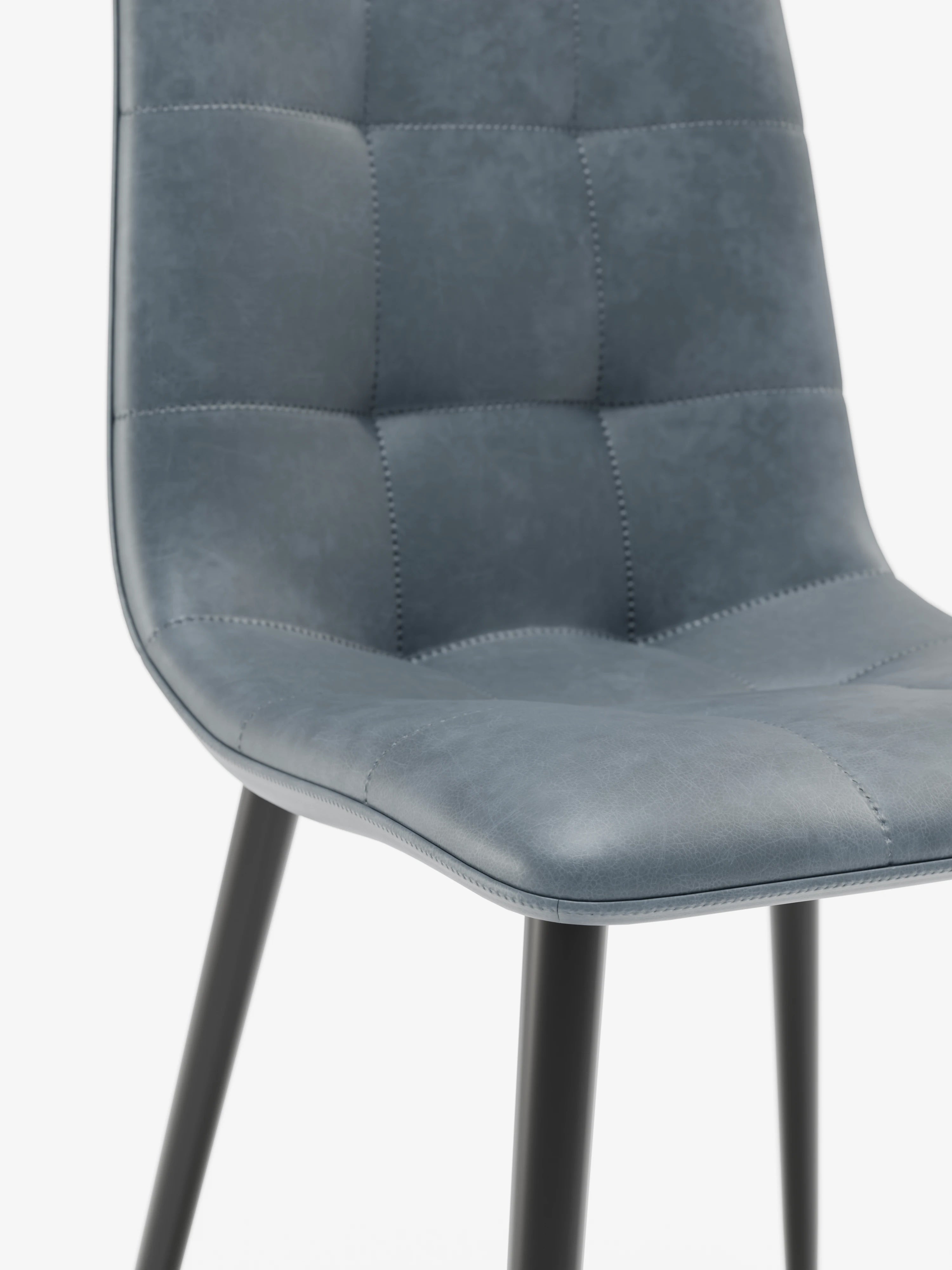 Arca silla de ecopiel azul con patas de metal pintado negro