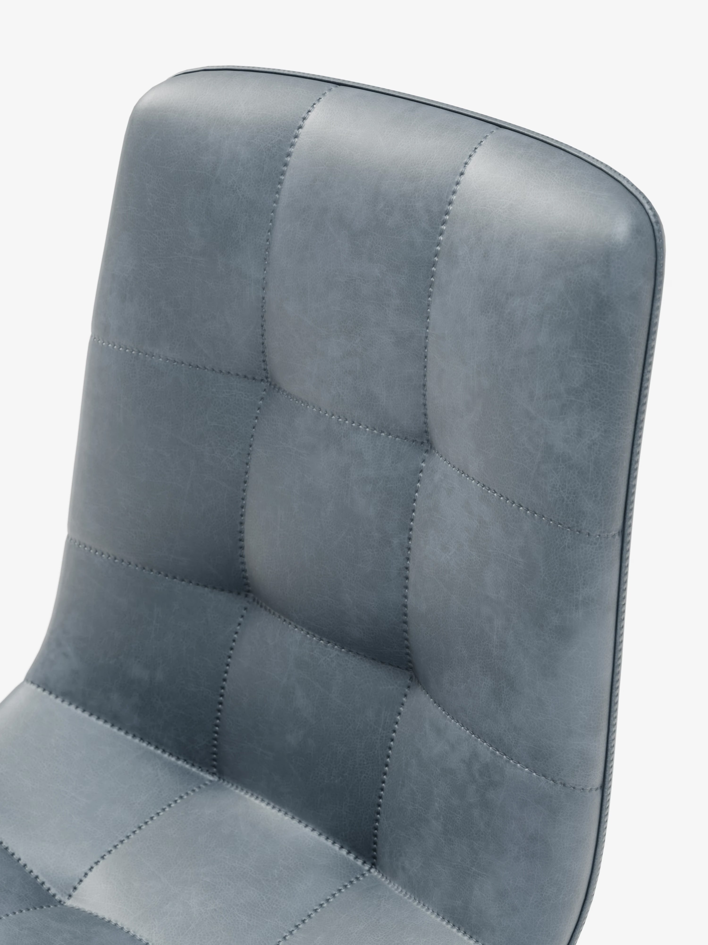 Arca silla de ecopiel azul con patas de metal pintado negro