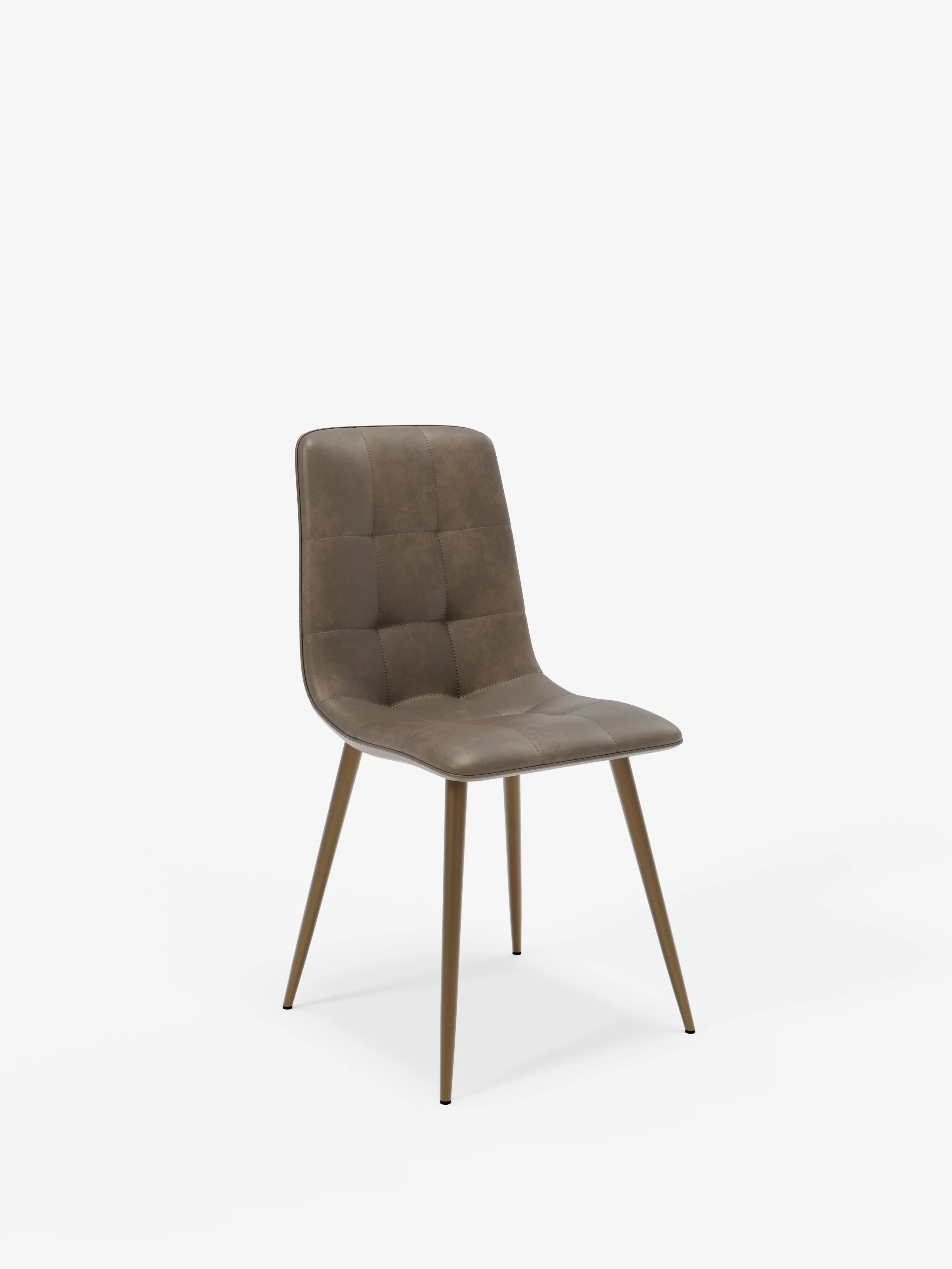 Arca silla de ecopiel marrón con patas de metal pintado marrón