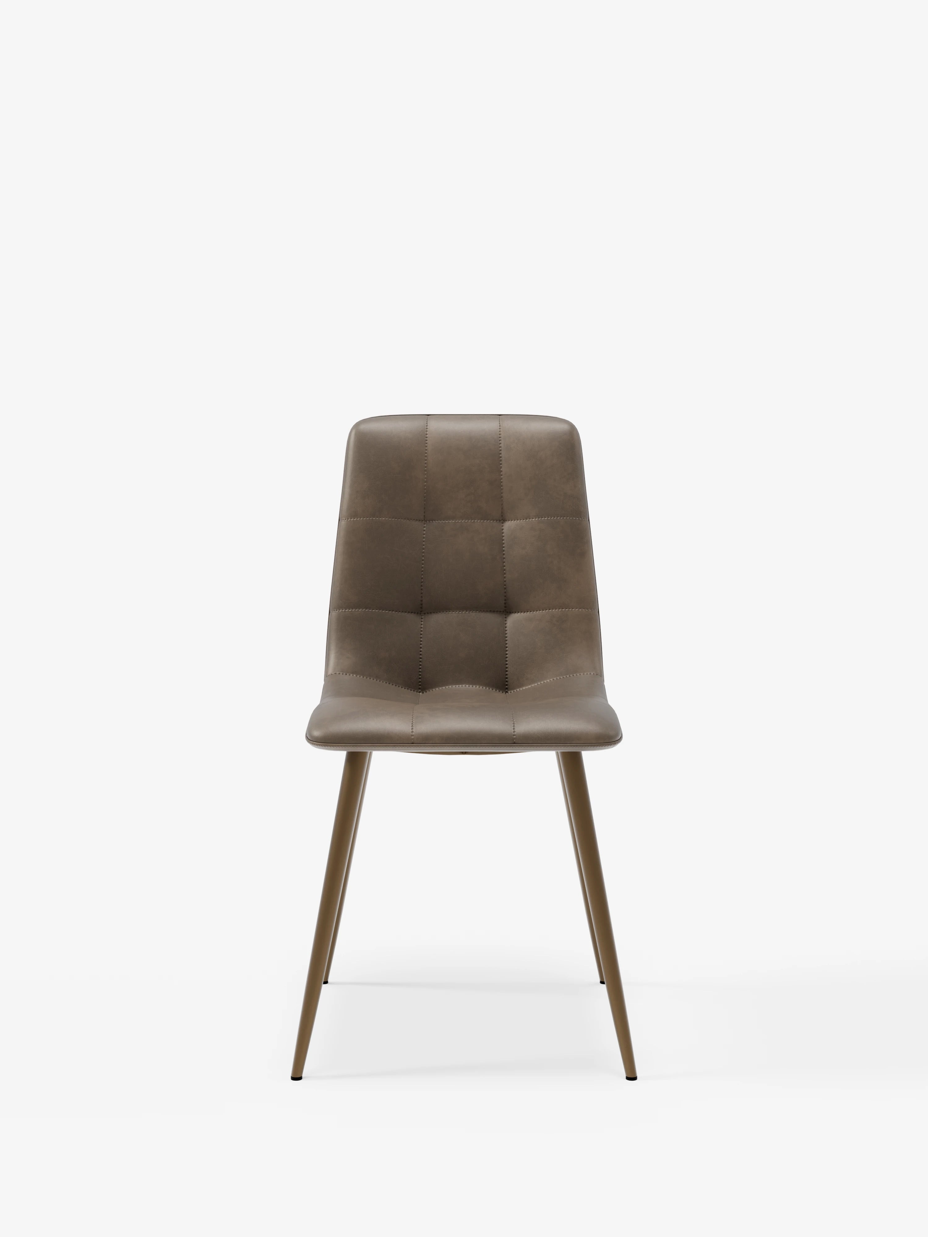 Arca silla de ecopiel marrón con patas de metal pintado marrón