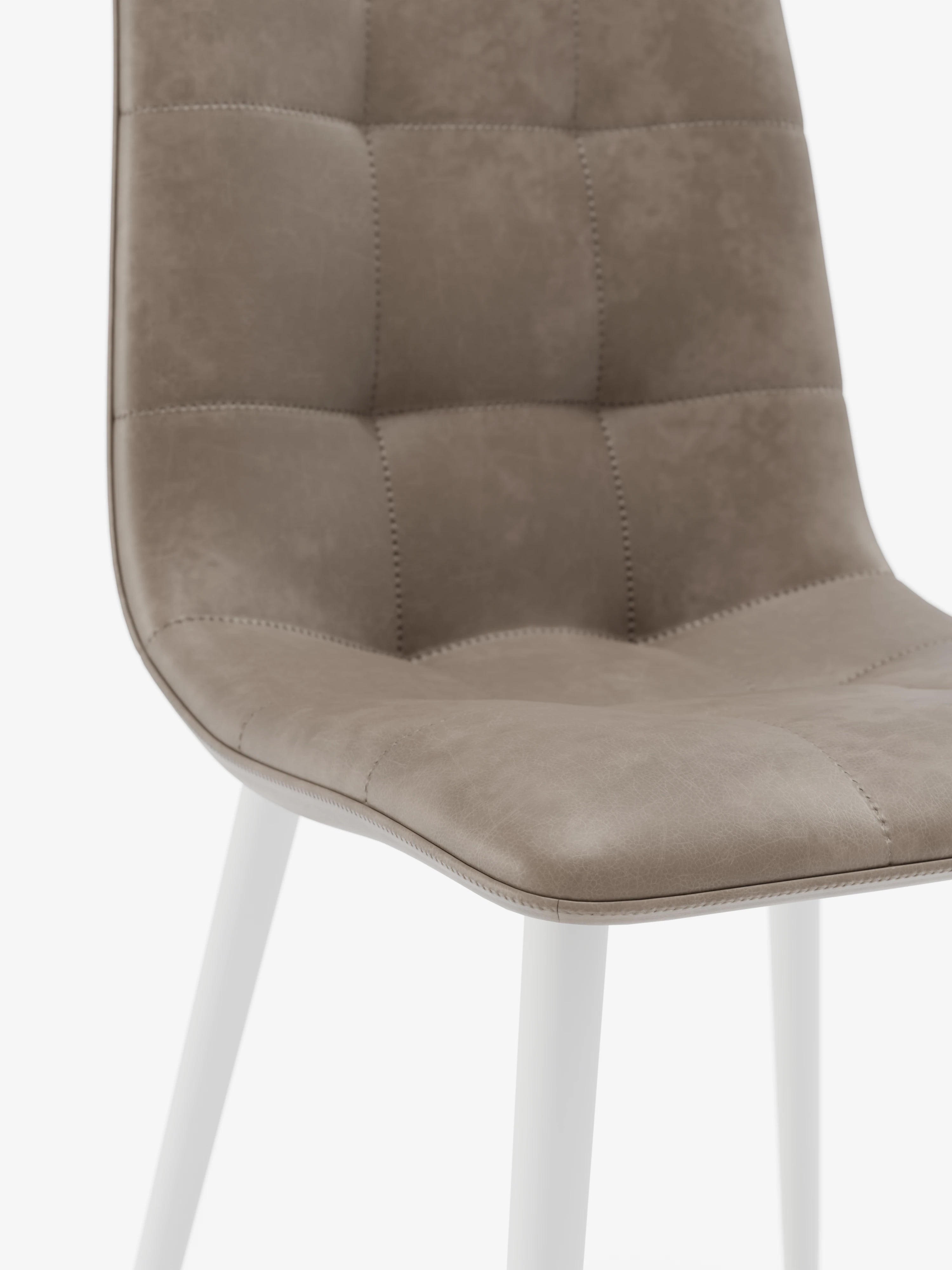 Arca silla de ecopiel topo con patas de metal pintado blanco