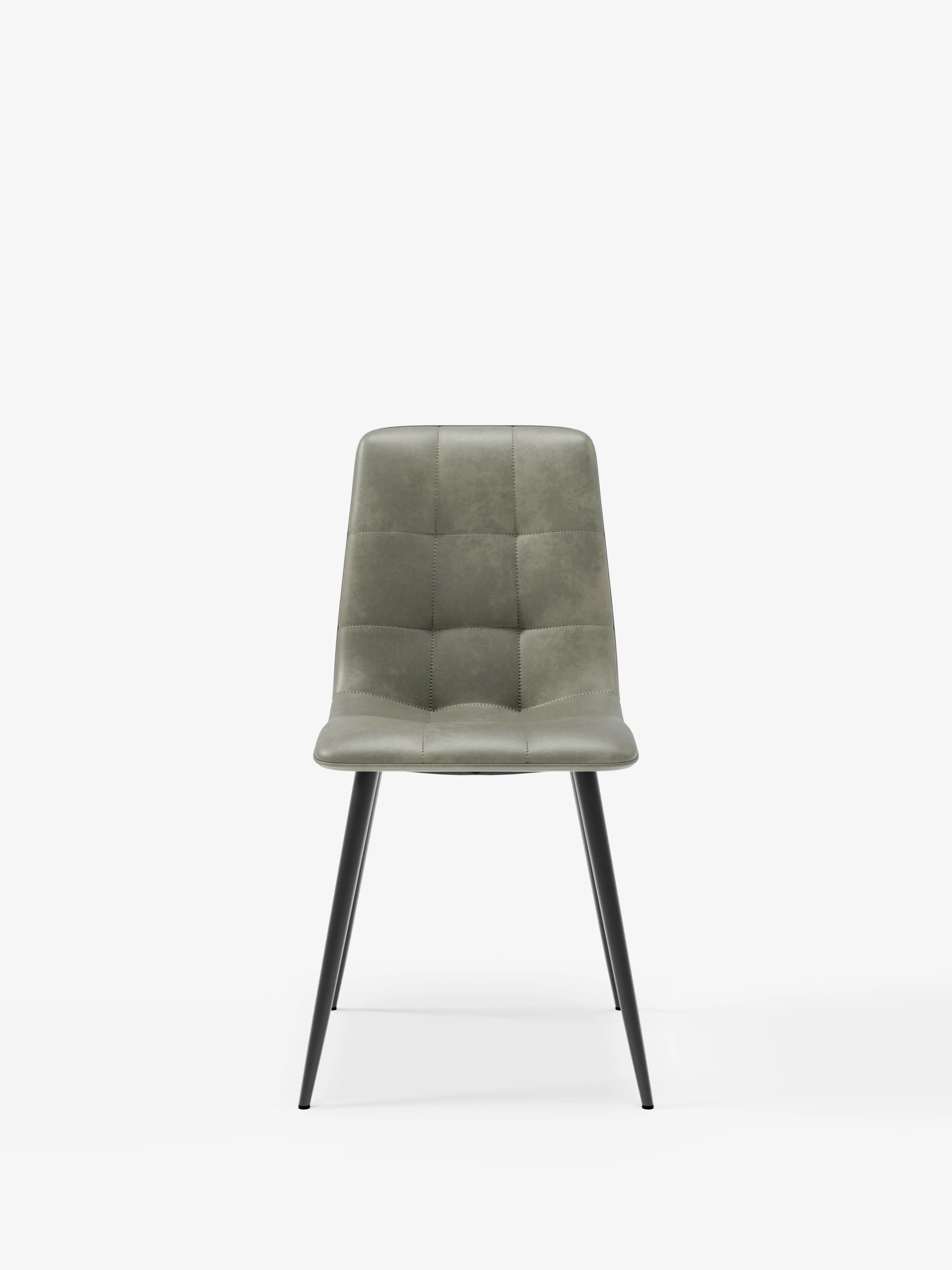 Arca silla de ecopiel verde oliva con patas de metal pintado negro