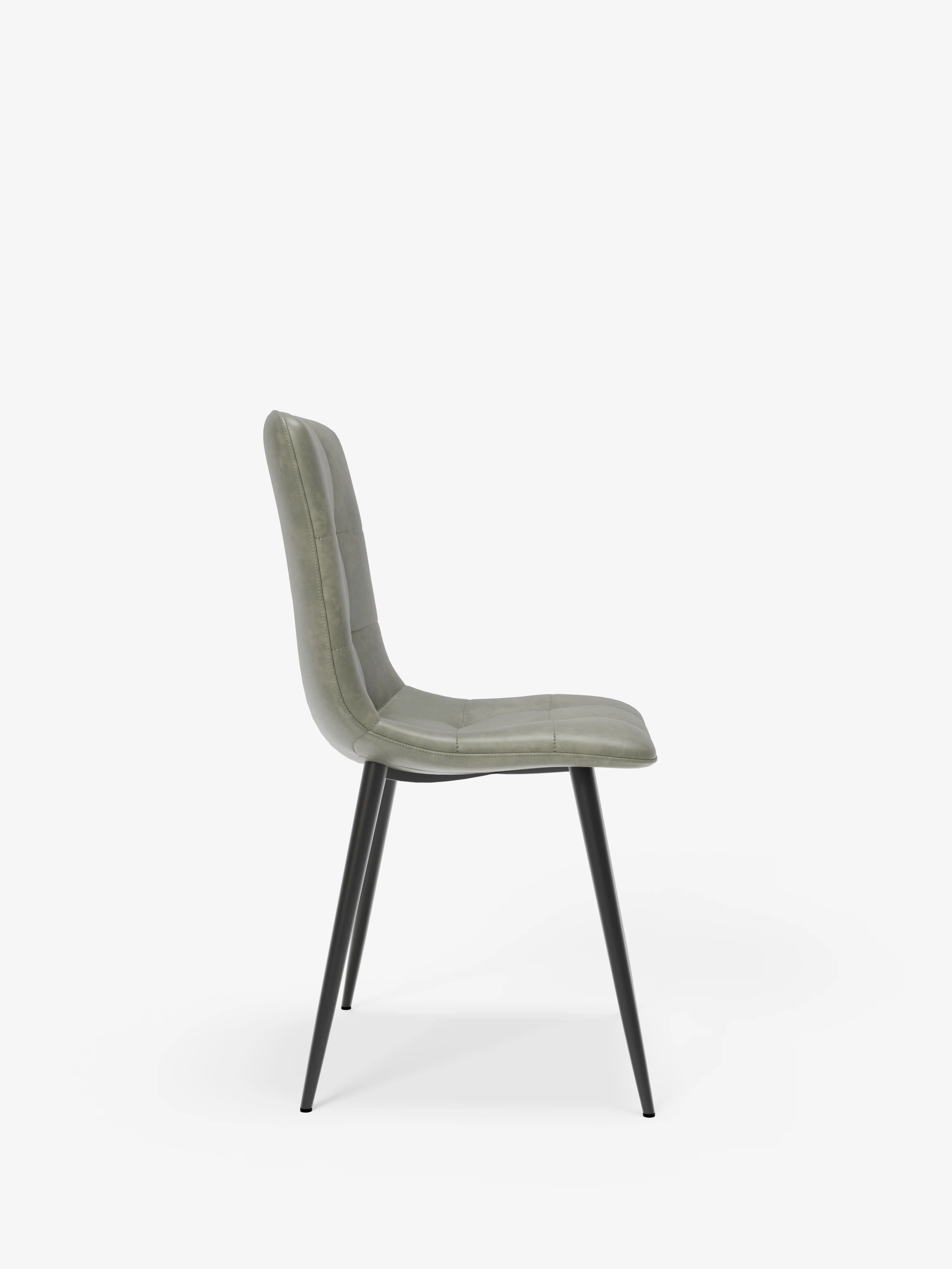 Arca silla de ecopiel verde oliva con patas de metal pintado negro