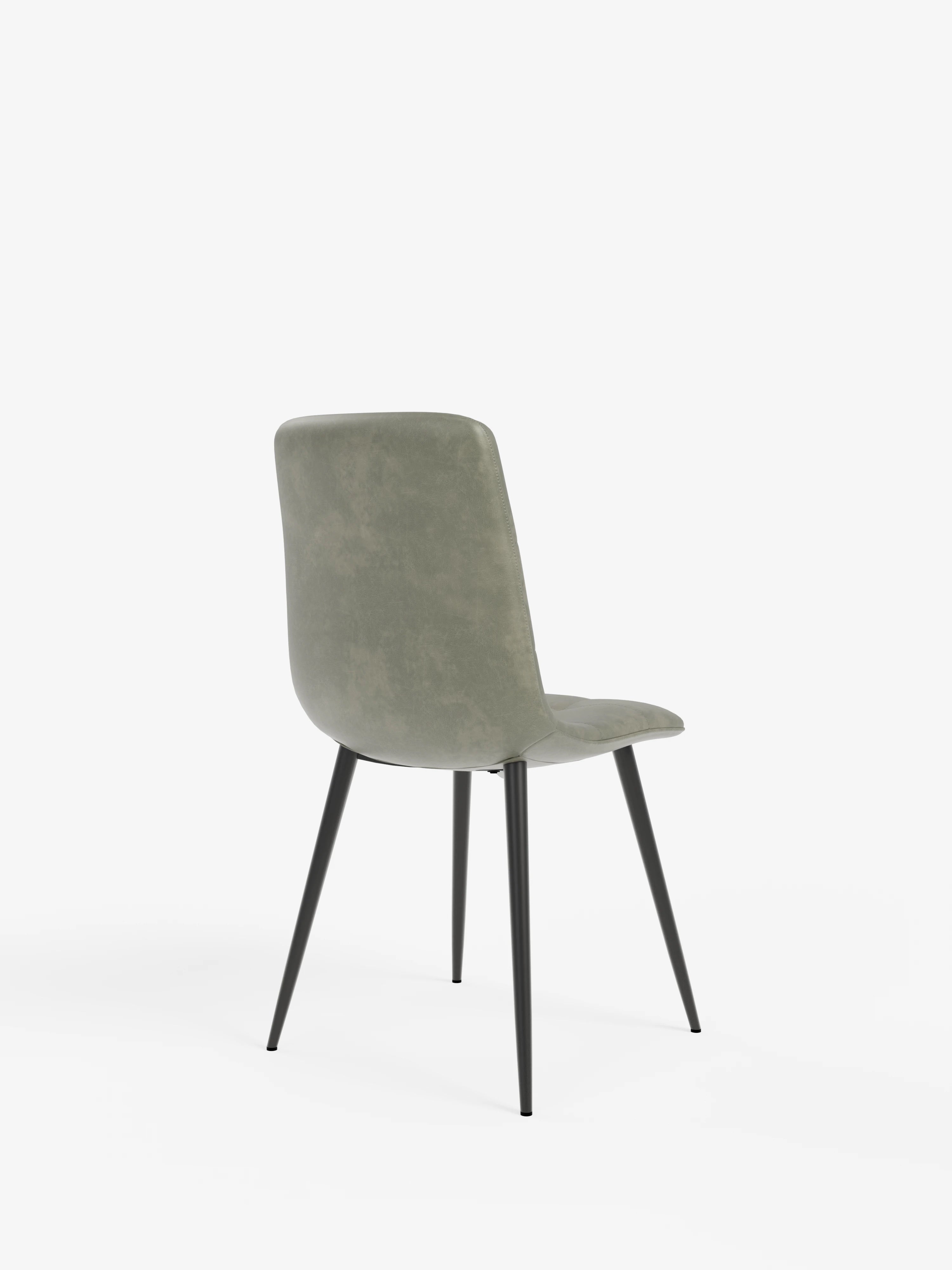 Arca silla de ecopiel verde oliva con patas de metal pintado negro