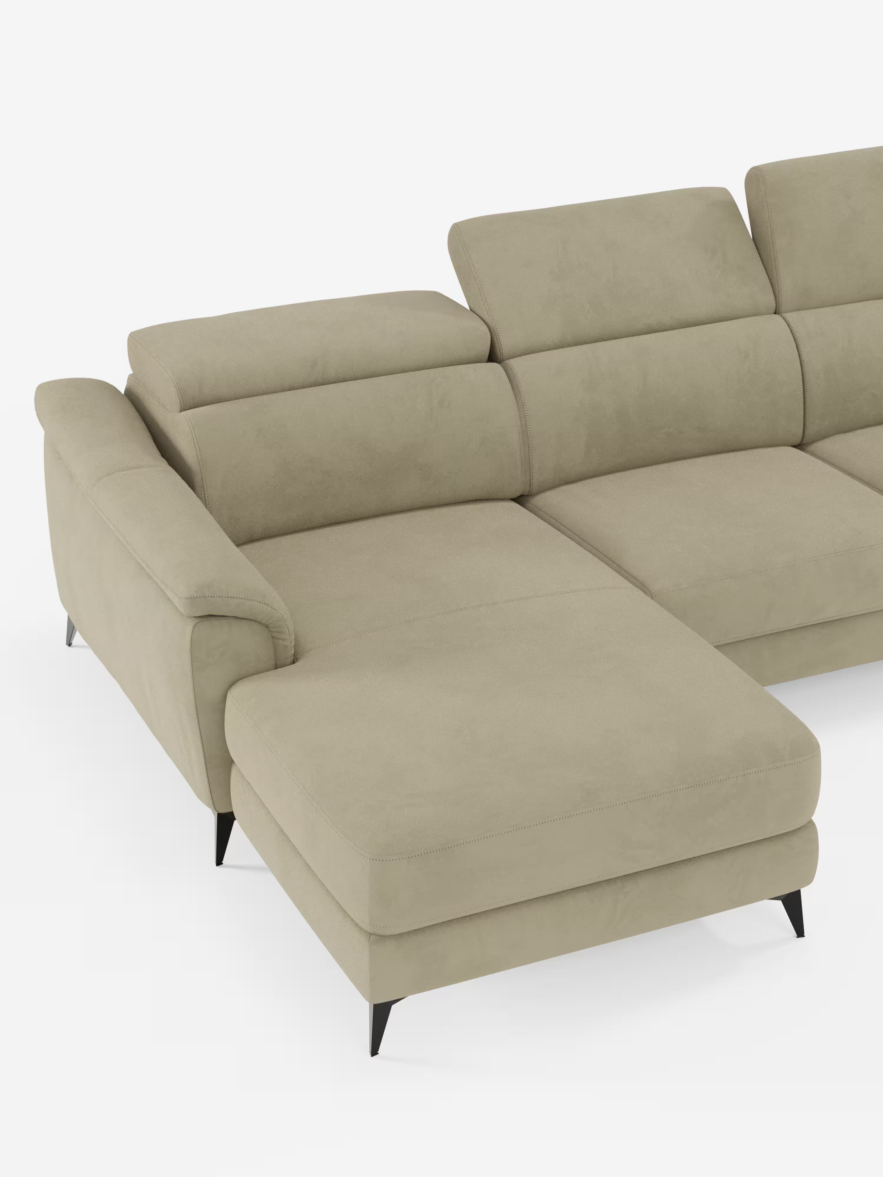 Arcos sofá con península – reposacabezas reclinables, asientos extraíbles o relax eléctrico en microfibra antimanchas