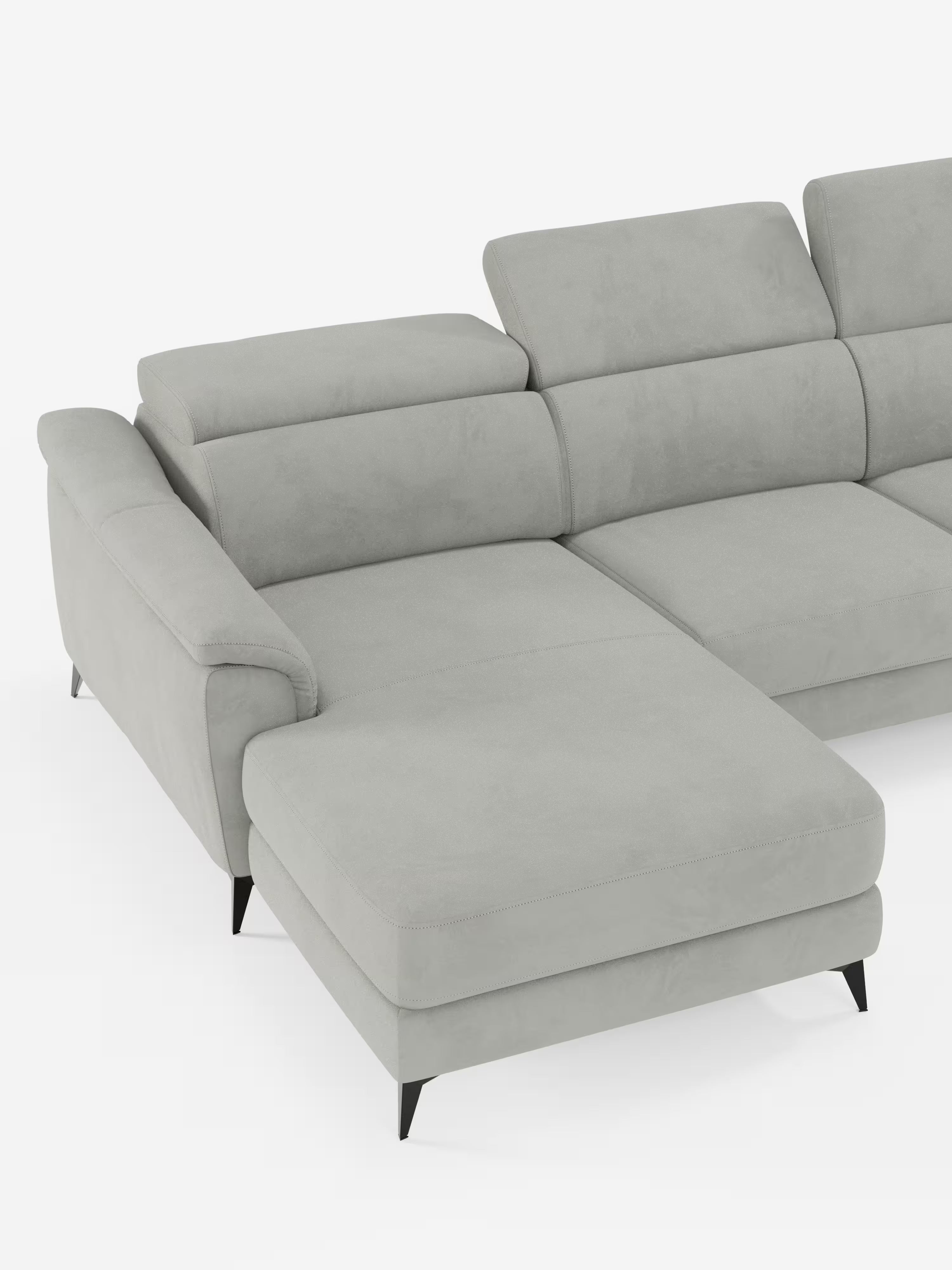 Arcos sofá con península – reposacabezas reclinables, asientos extraíbles o relax eléctrico en microfibra antimanchas