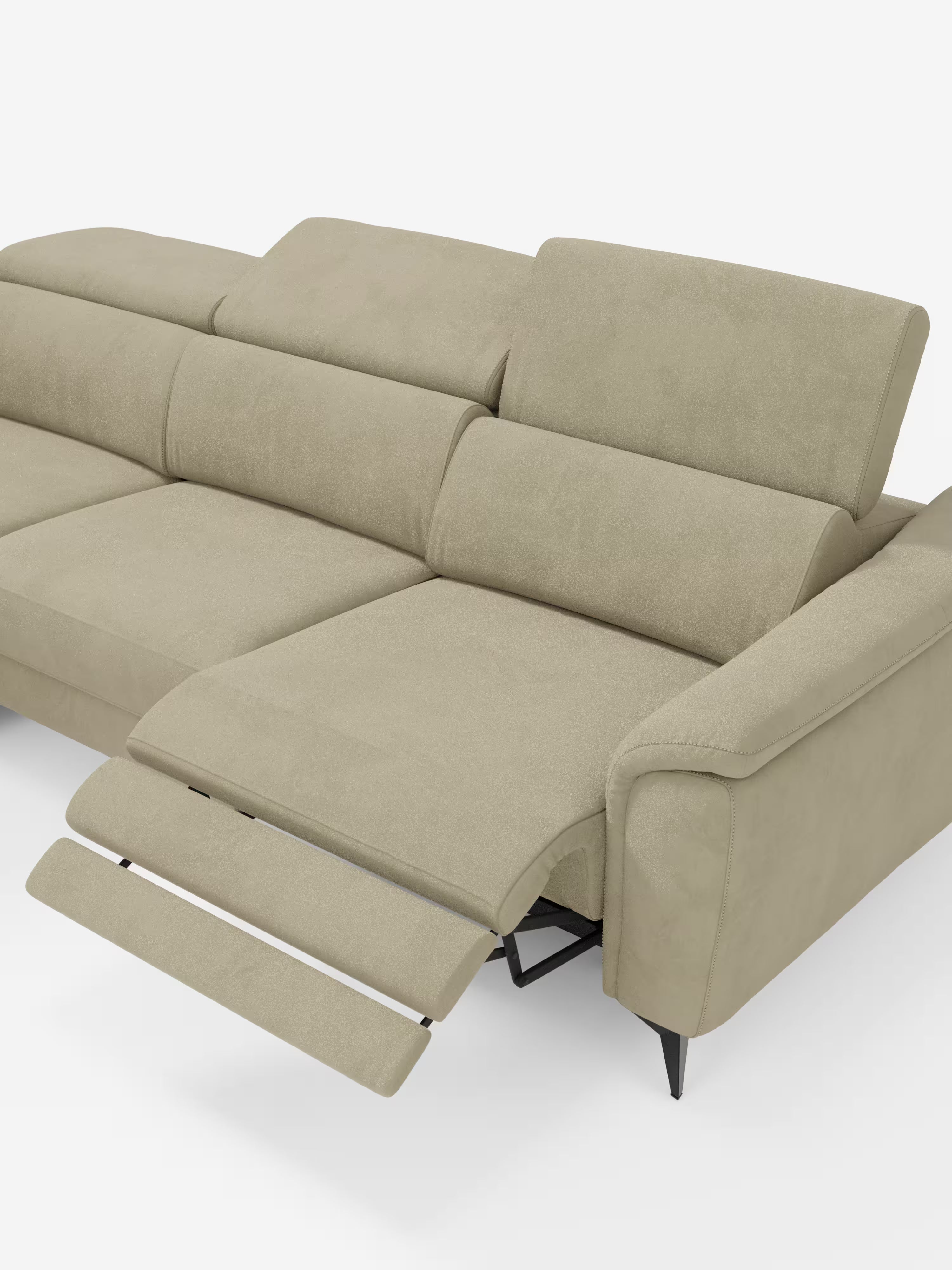 Arcos sofá con península – reposacabezas reclinables, asientos extraíbles o relax eléctrico en microfibra antimanchas