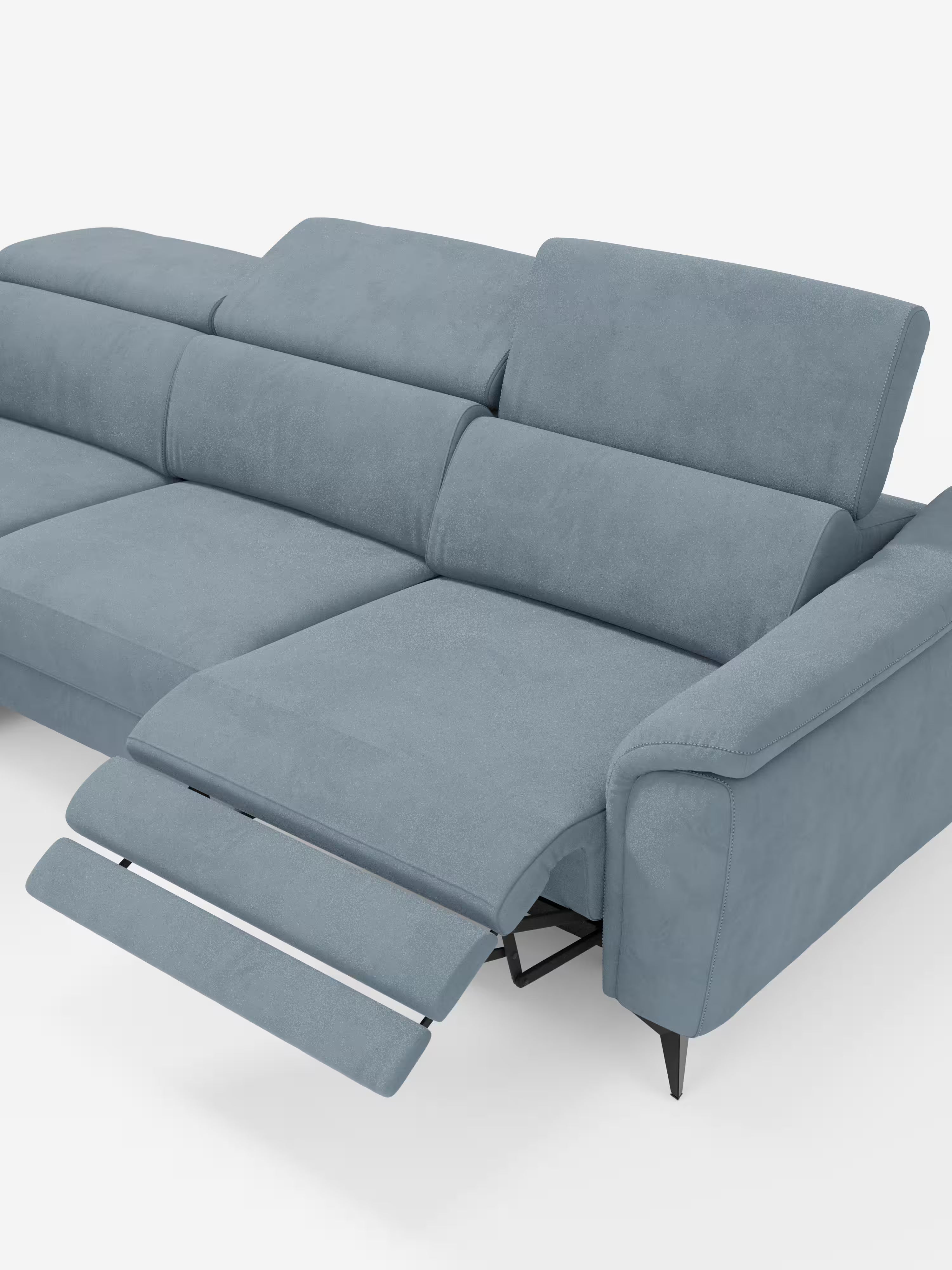 Arcos sofá con península – reposacabezas reclinables, asientos extraíbles o relax eléctrico en microfibra antimanchas